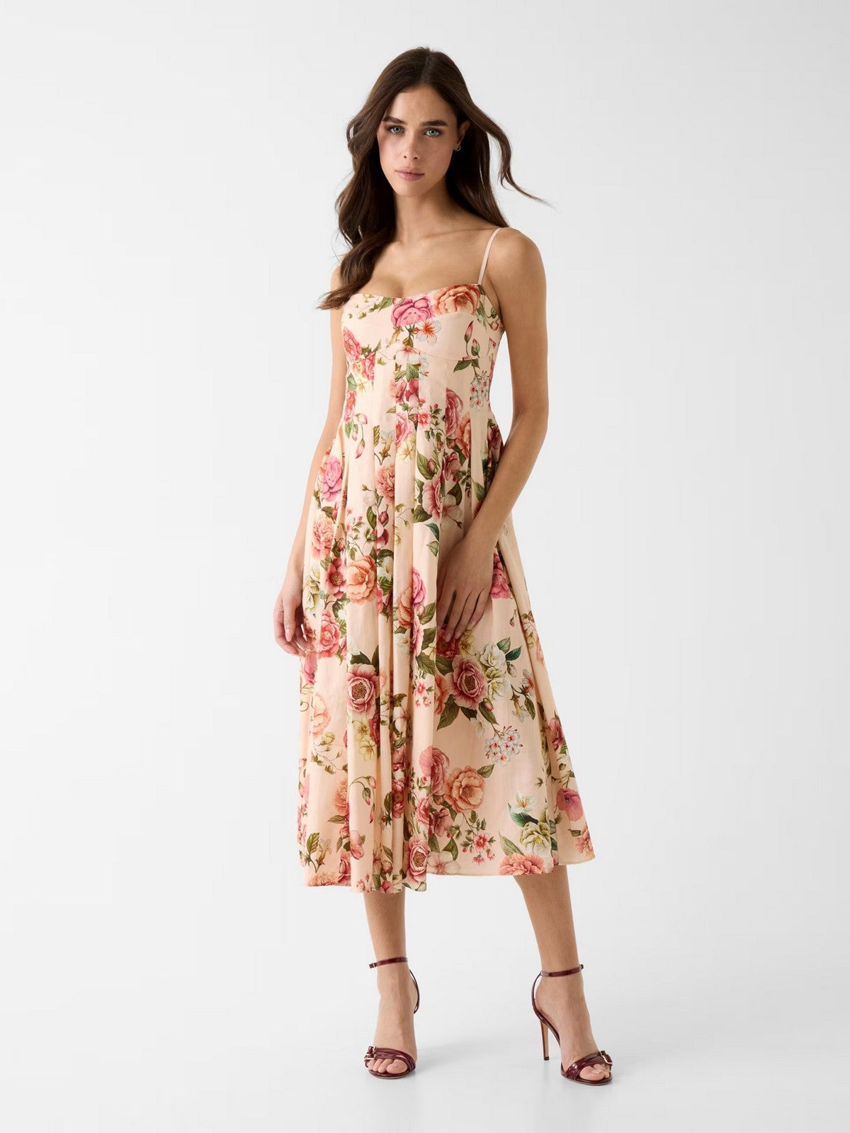 GUESS Abito Donna SL BRIA LINEN DRESS W6GKAF W2558 PMM9 COSMIC PEONY PRINT