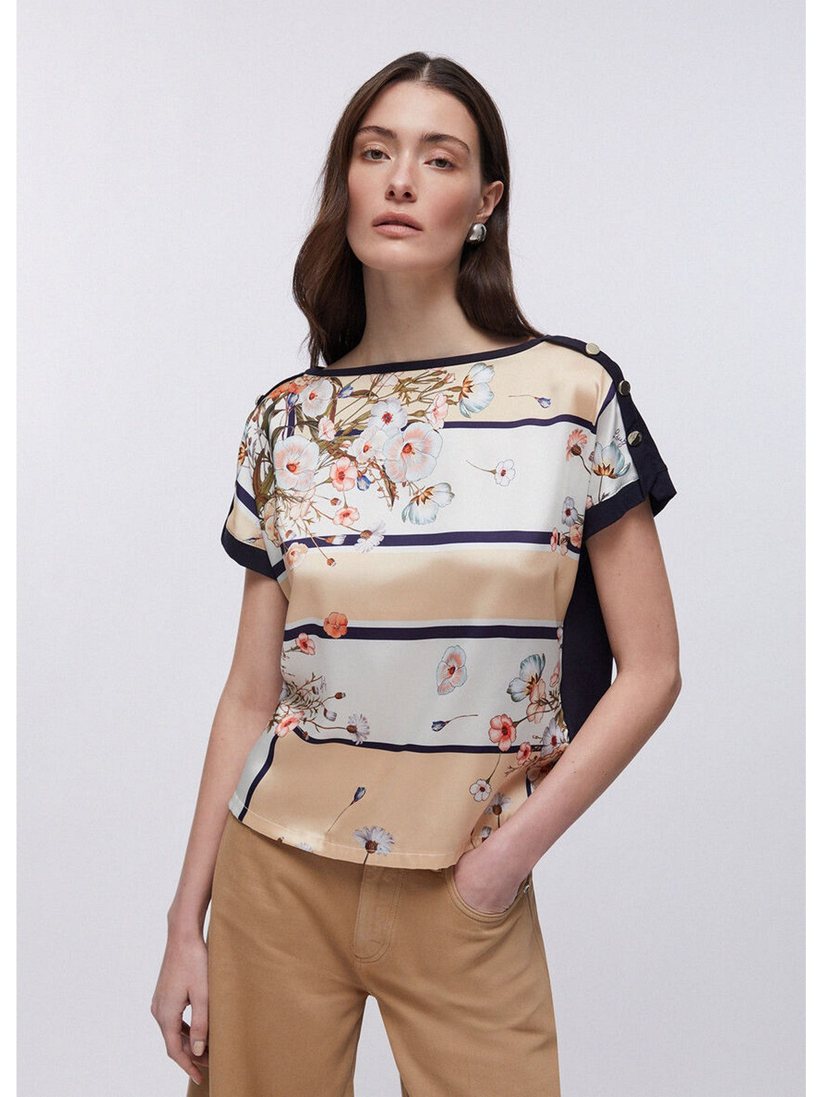 LIU JO WHITE T-shirt Donna WA6437J6308 P9466 Nt.blu sky/bloom fou