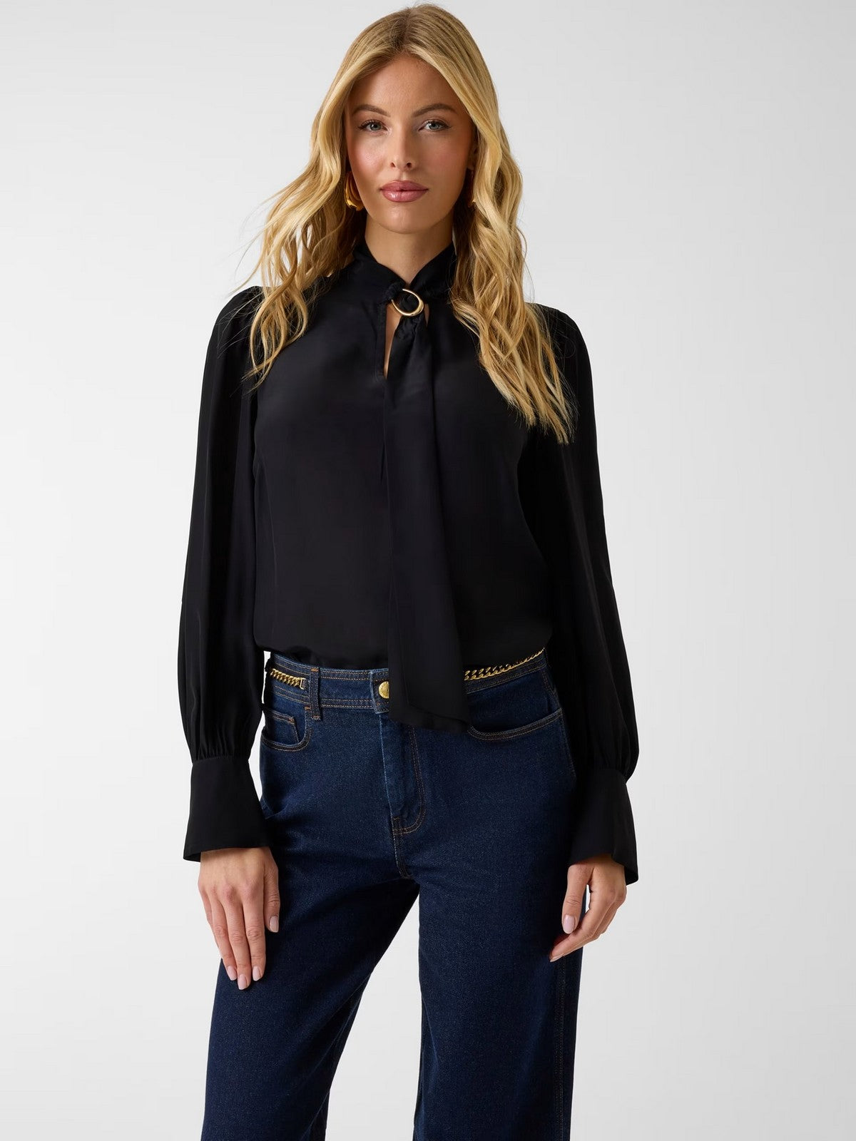 MARCIANO Blusa Donna FAITH LS TIE BLOUSE 6RGH15 7443A JBLK Jet Black A996