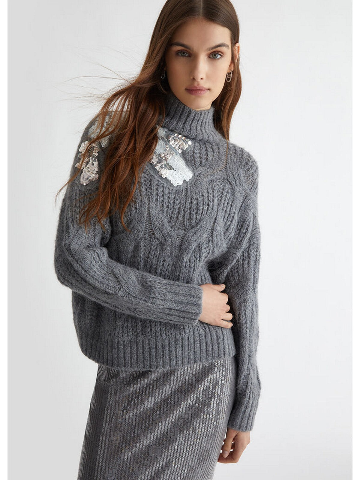 Liu Jo White Maglione Dolcevita Woman WF4357ma55p 02050 Grey