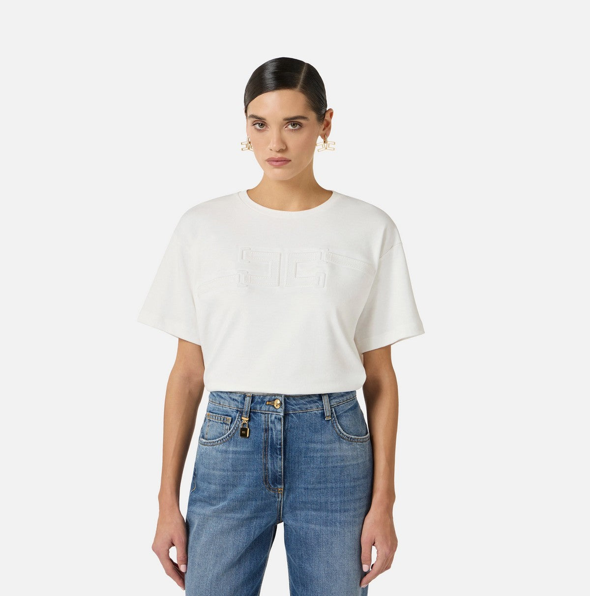 ELISABETTA FRANCHI T-shirt Donna MA66P61E2 270 GESSO