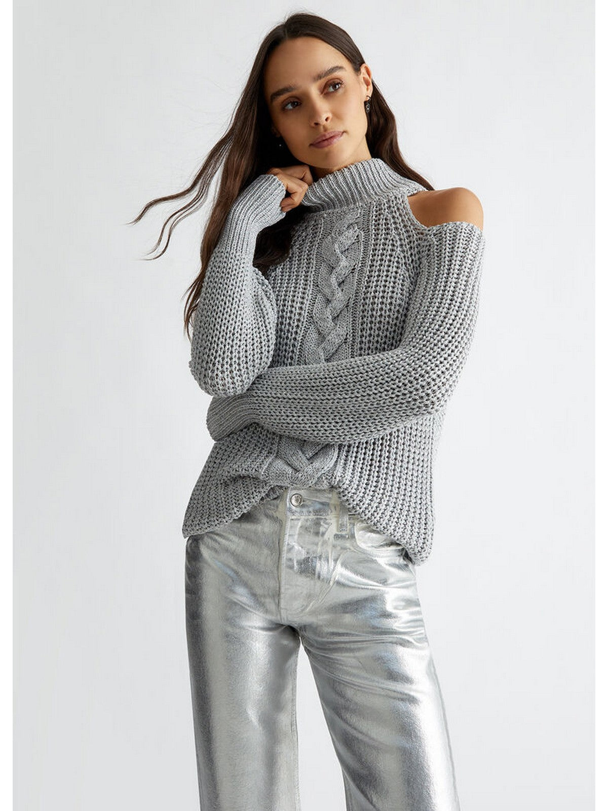 LIU JO WHITE Maglione dolcevita Donna WF4444MAG60 04729 Argento gioboutiqueweb