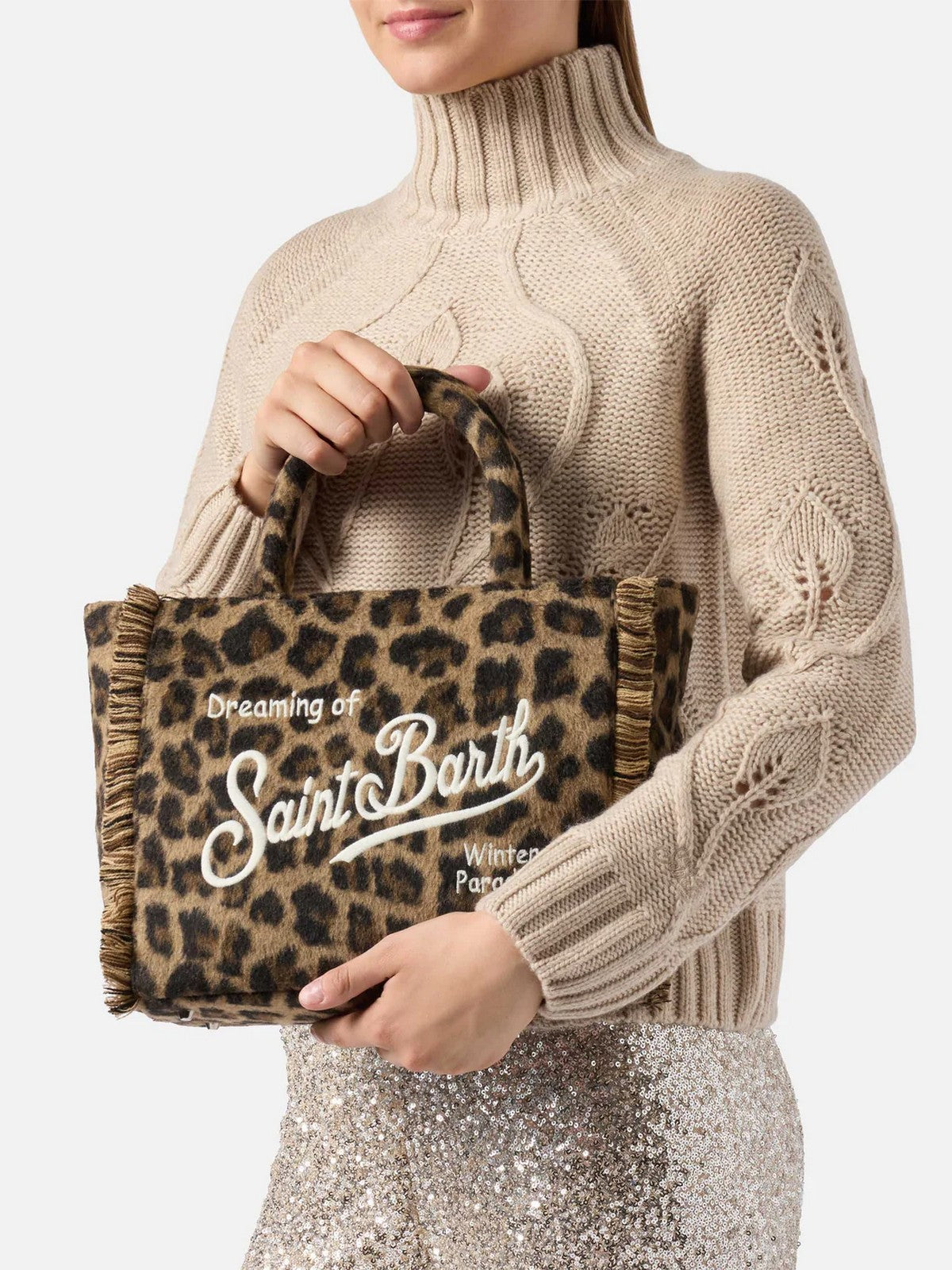 MC2 SAINT BARTH Borsa Donna COLETTE FELT 00223I LEOPARD MIDI 18 EMB