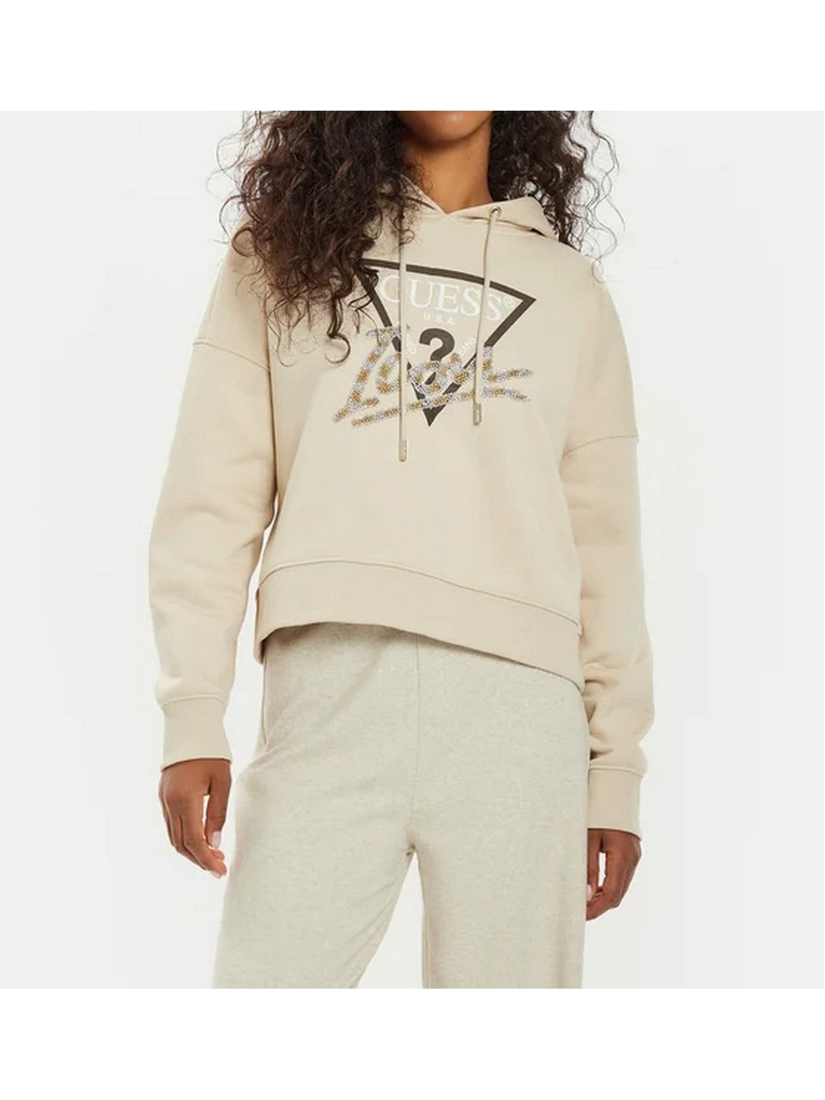 GUESS Felpa Donna HOODED ICON SWEATSHIRT W4BQ06 KB683 G1M5 Bianco gioboutiqueweb