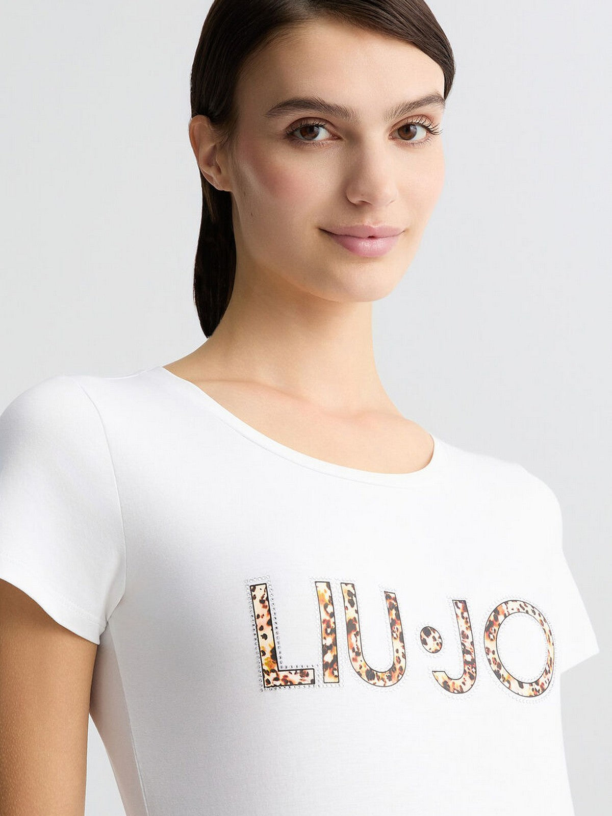 LIU JO BEACHWEAR T-shirt Donna VA5154JS003 M9664 Bianco/animal rouge