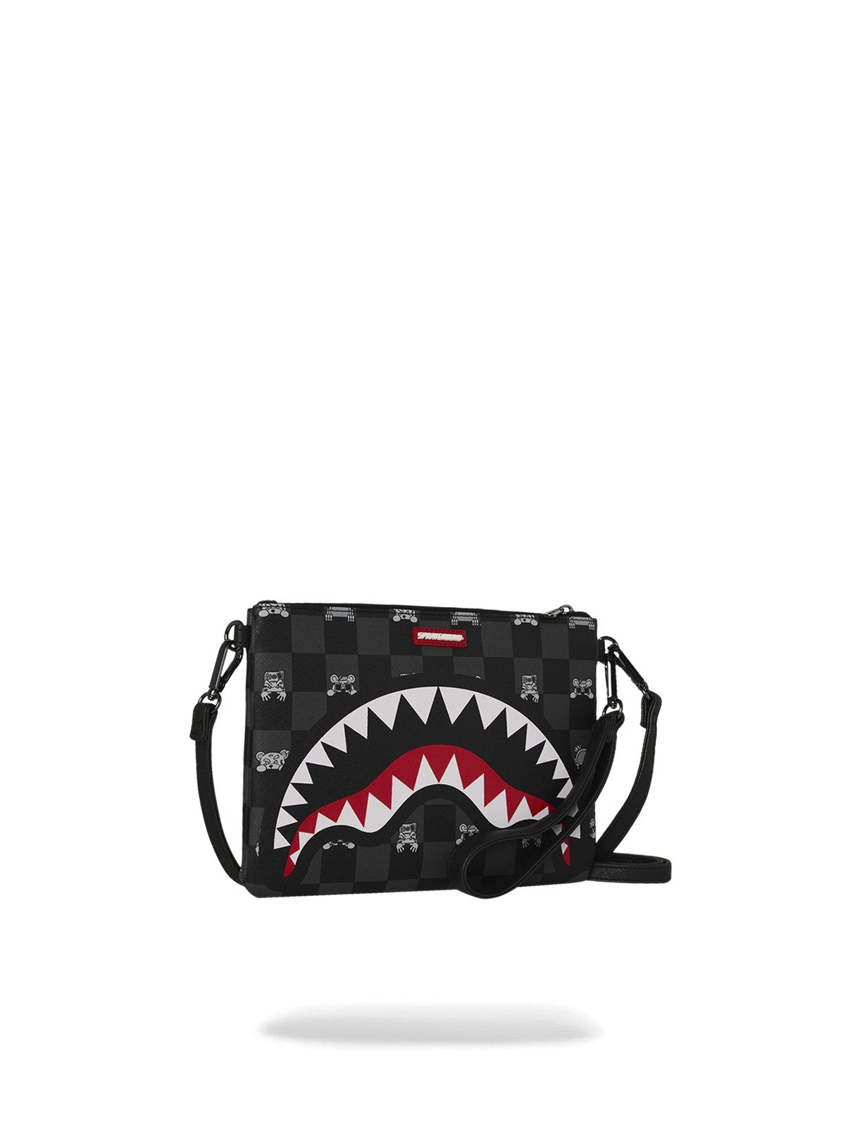 SPRAYGROUND Pochette Unisex adulto GRAY PEEKING CHARACTER CHECK CROSSBODY POUCHETTE 910B8915NSZ Nero