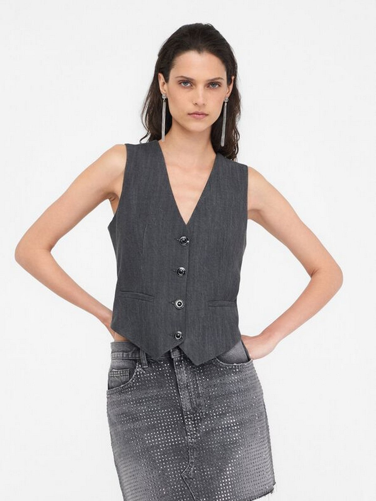 LIU JO BLUE DENIM Gilet Donna UF5226D0266 87457 Den.Grey tailoring w