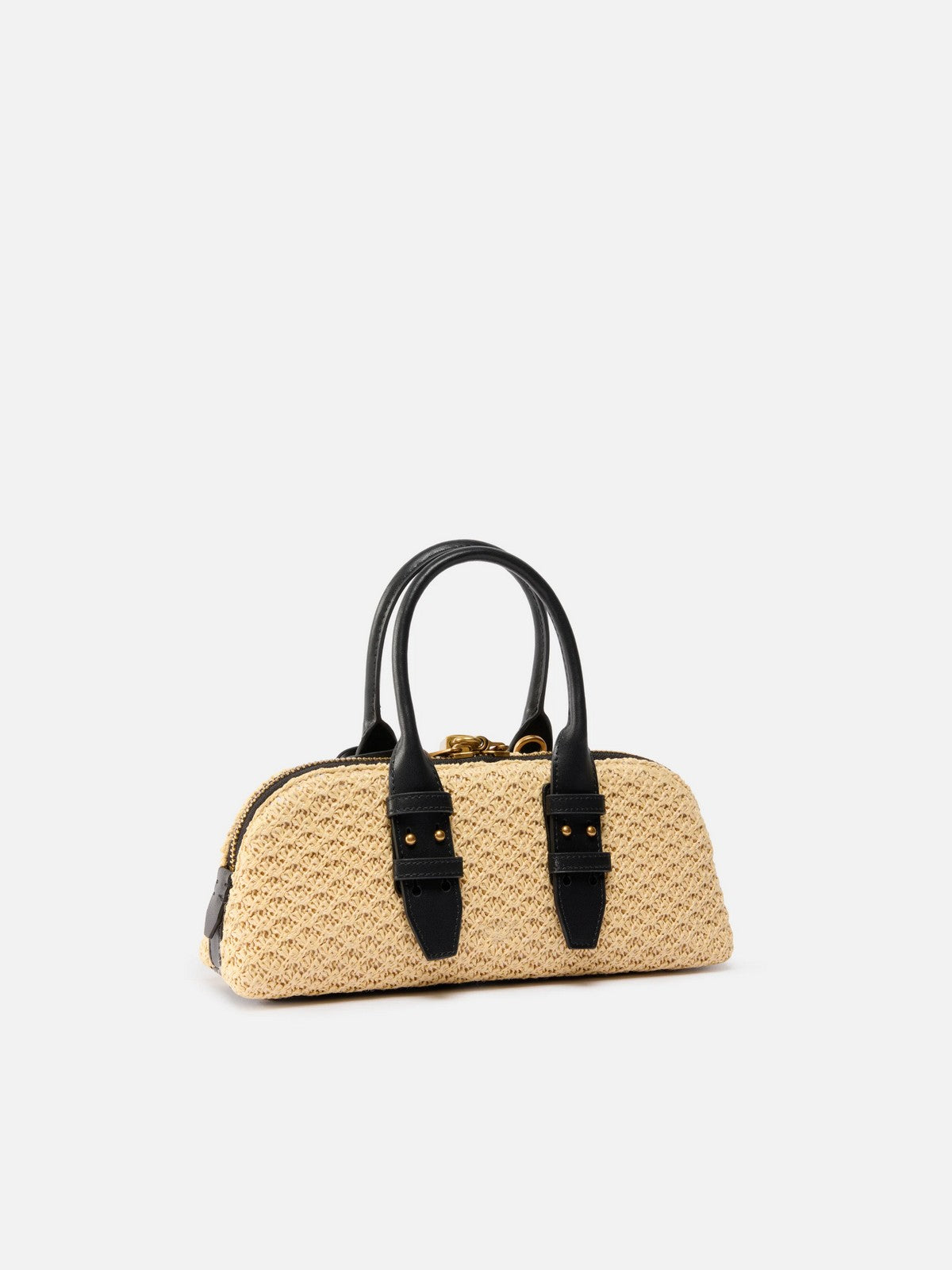 PINKO Borsa Donna BOWLING BAG HORIZONTAL RAFIA + 105334-A1RL C24Q RAFIA/NERO-ANTIQUE GOLD