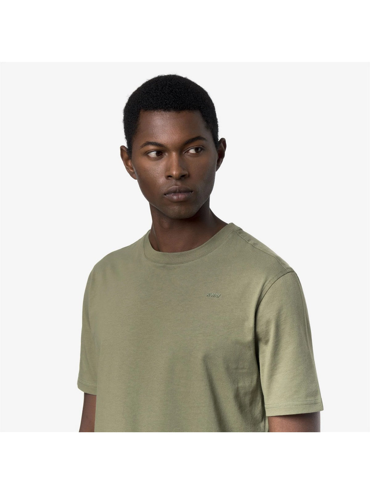 K-WAY T-shirt Uomo ODOM JERSEY MICRO LETTERING K81489W V15 Green Lichen