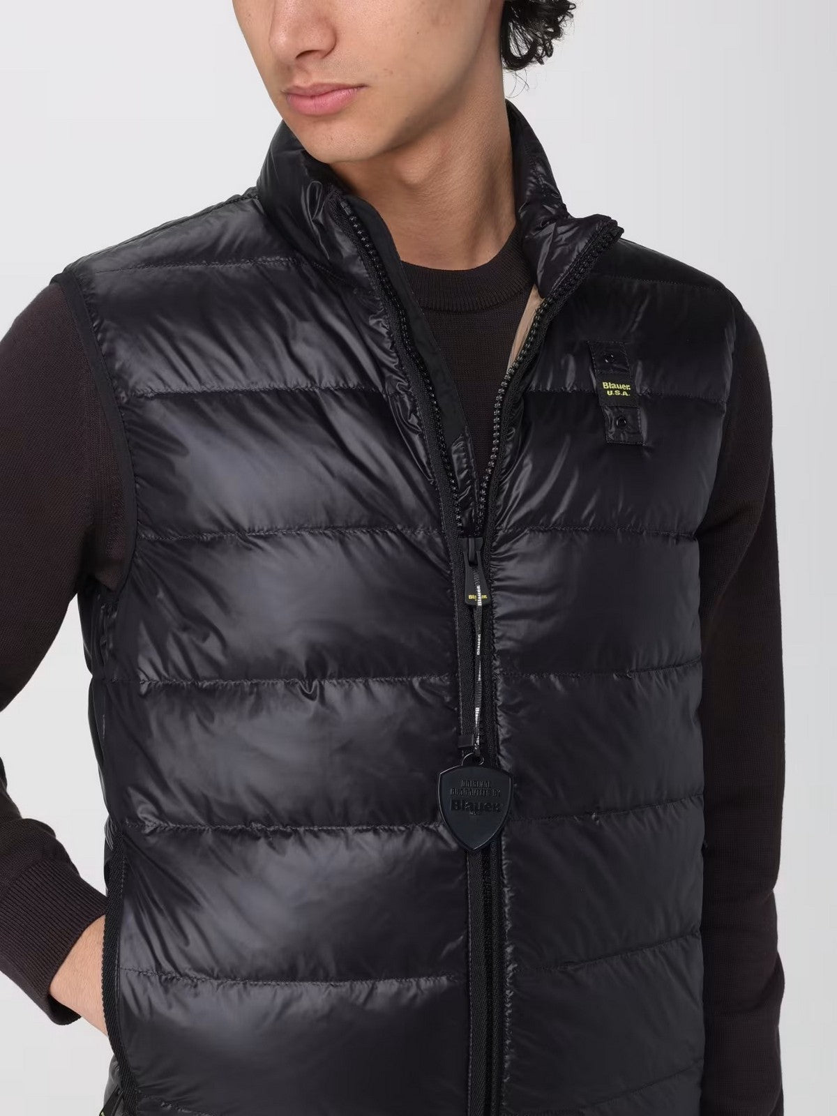 BLAUER Gilet Uomo RAWSON 26SBLUX03232 006719 999ET NERO interno BEIGE NATURALE