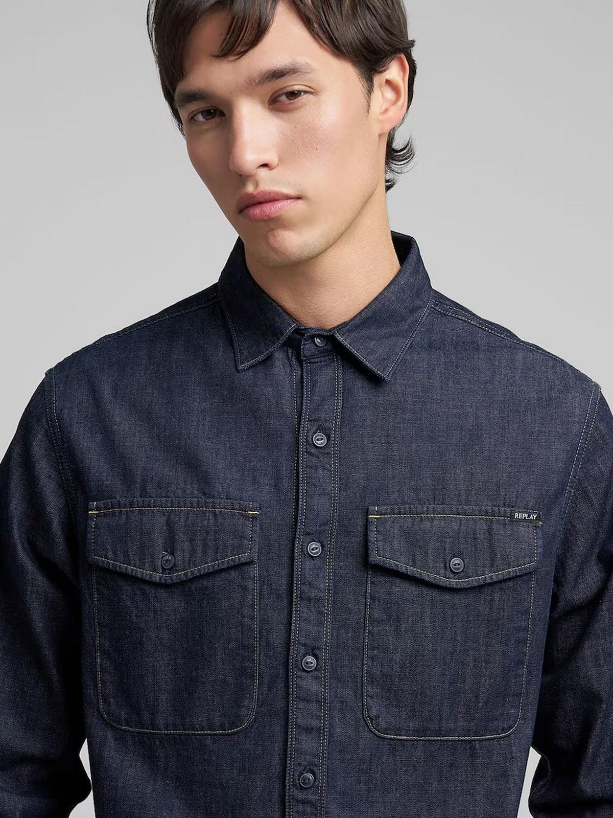 REPLAY Camicia Uomo M4124000860B04 007 DARK BLUE