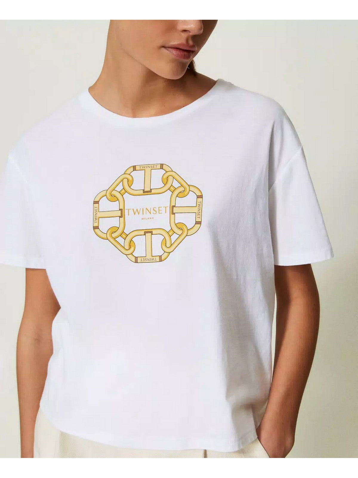 T-shirt bliźniaczy i kursowa kobieta 241TP221A 00001 White