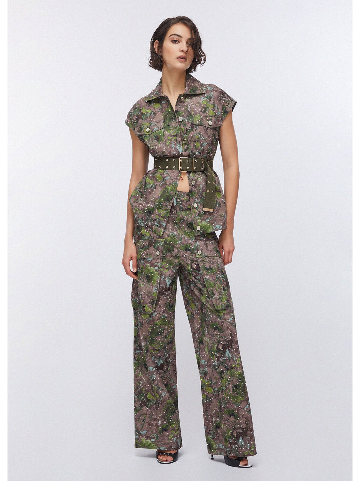 LIU JO WHITE Pantalone Donna WA6125T433A P9360 Dk.olive comouflower