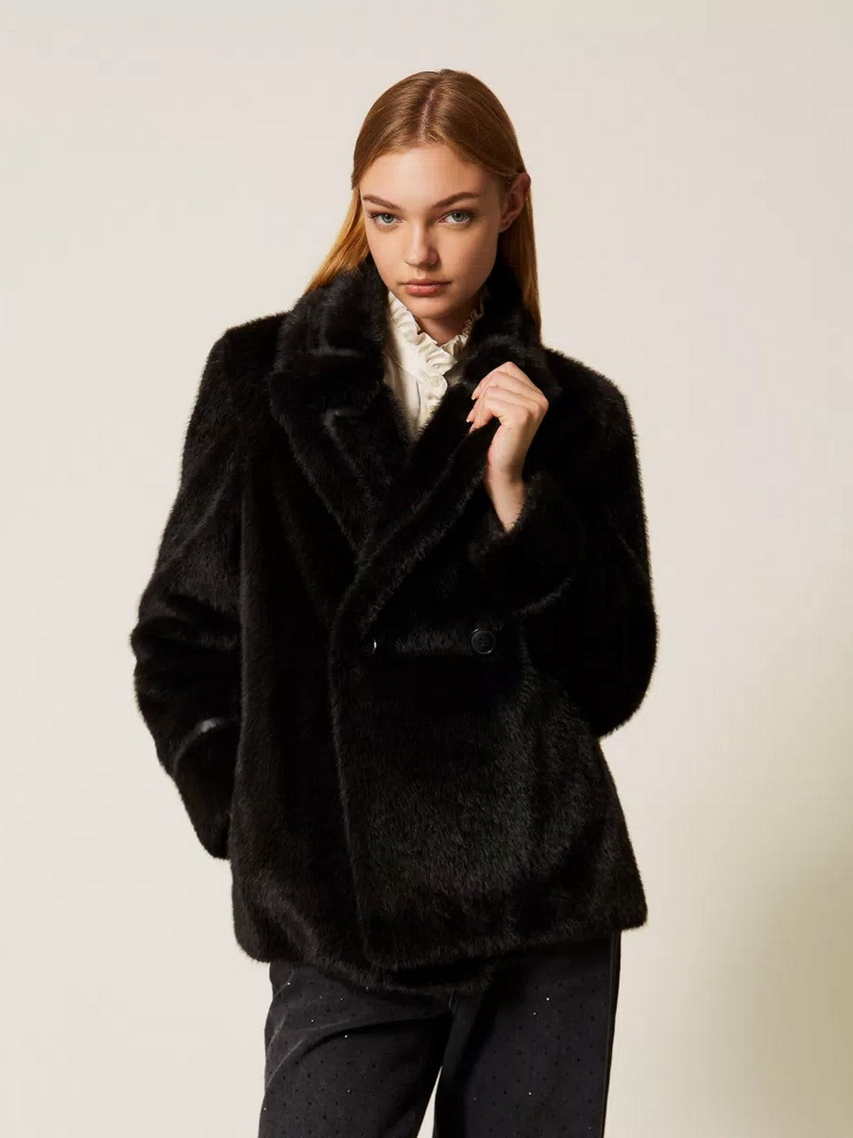 TWINSET Pelliccia Donna WARM FEELING 252TT2154 00006 Nero