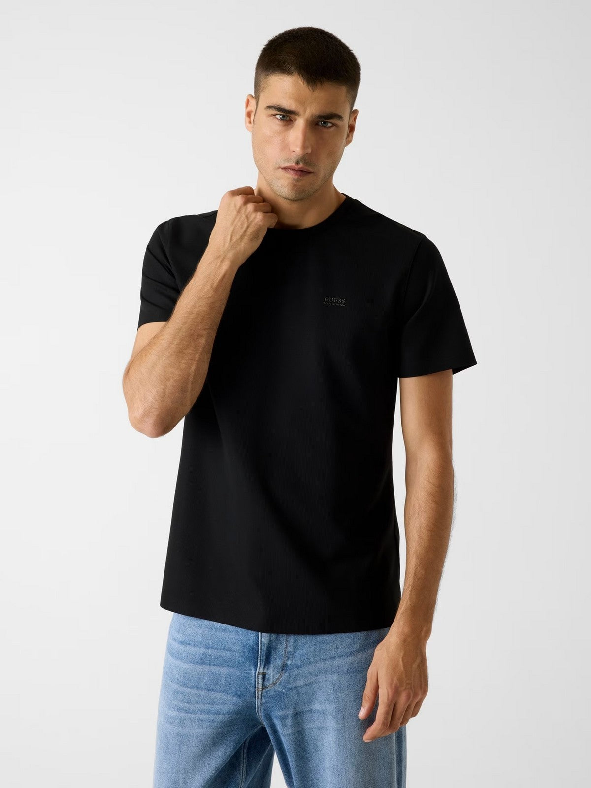 GUESS T-shirt Uomo SS CN NEW TECH STRETCH TEE M6RI19 KD202 JBLK Jet Black A996