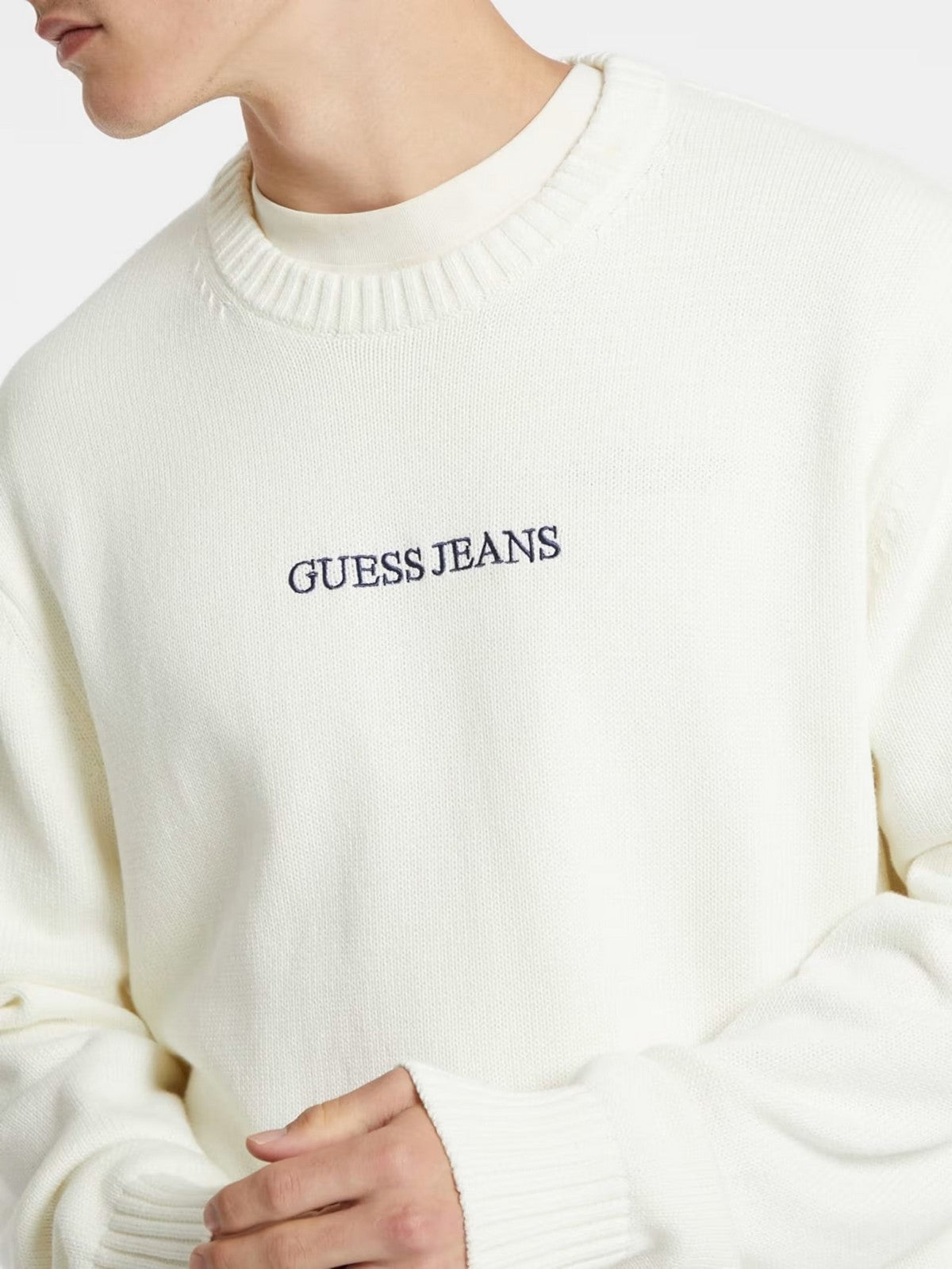 GUESS Maglione Uomo GJ LS CN GUESS J EMB SWTR M4BR31 Z3HM1 G293 WARM WHITE