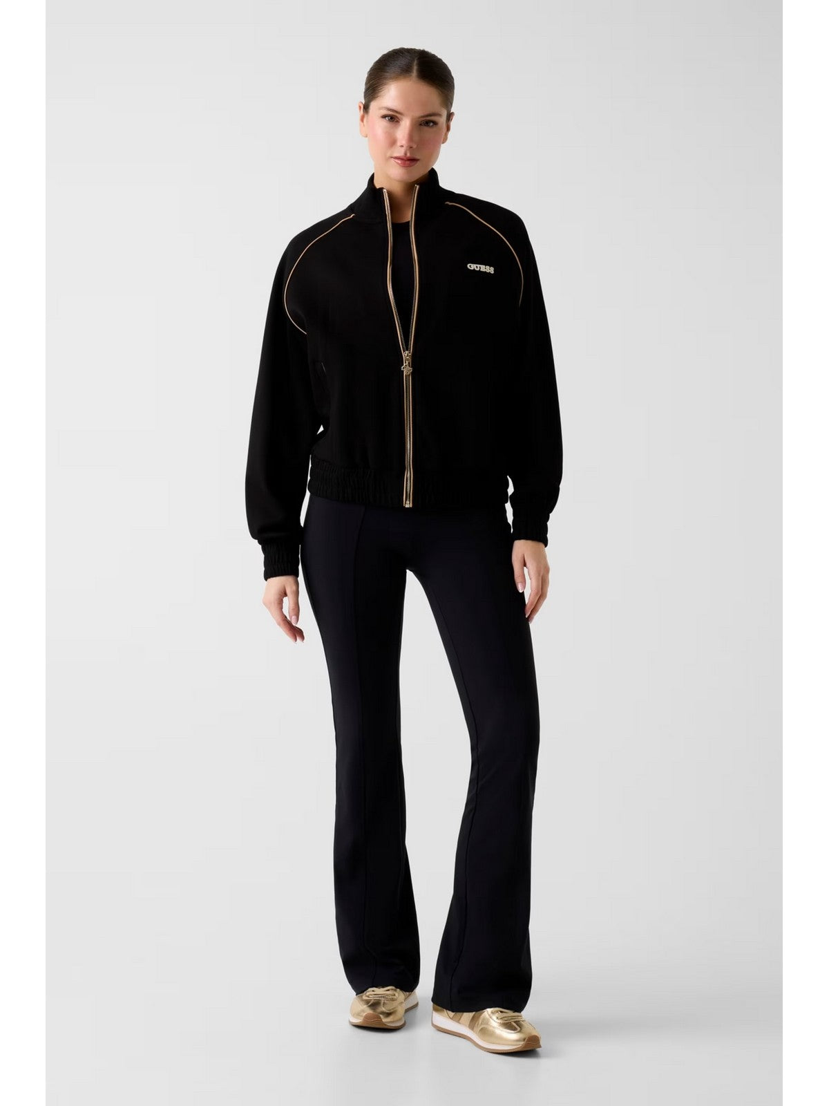 GUESS SPORT Felpa Donna GEORGIA HIGH NECK FULL-ZIP SWE V6RQ00 KD852 JBLK Jet Black A996