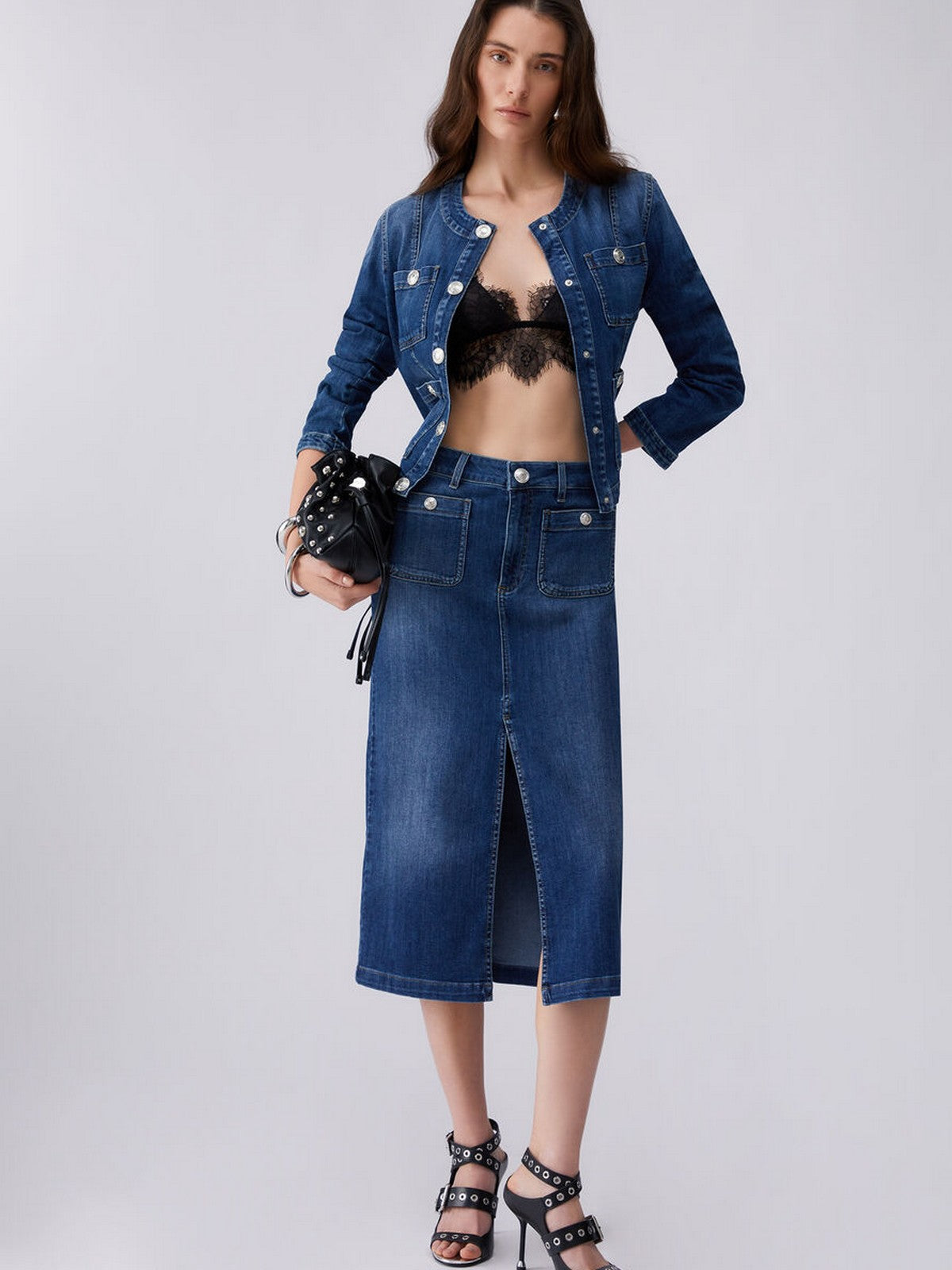 LIU JO BLUE DENIM Gonna Donna UA6259D0275 78988 Den.Blue dk.buttons