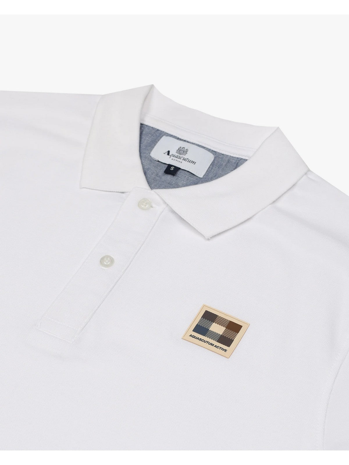 AQUASCUTUM Polo Uomo ACTIVE CHECK PATCH POLO AA-B004-PO001 BIANCO OPTICAL WHITE gioboutiqueweb