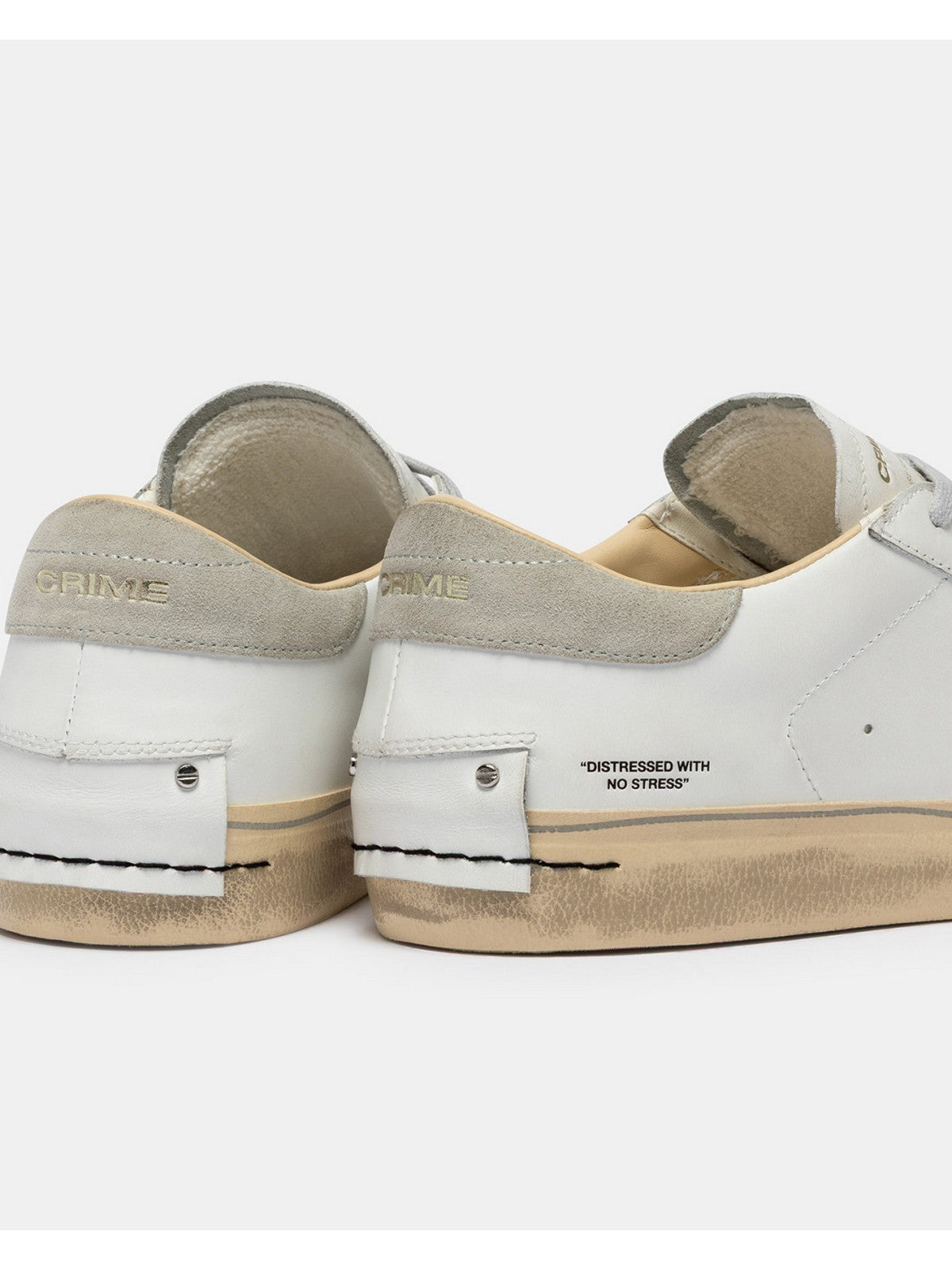 CRIME LONDON Sneaker Uomo DISTRESSED 2.0 LIGHT GREY 19053PP8 10 WHITE