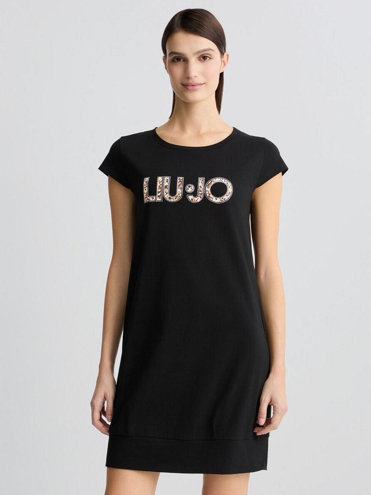 LIU JO BEACHWEAR Abito Donna VA5194JS003 M9330 Nero/anim.rouge gioboutiqueweb