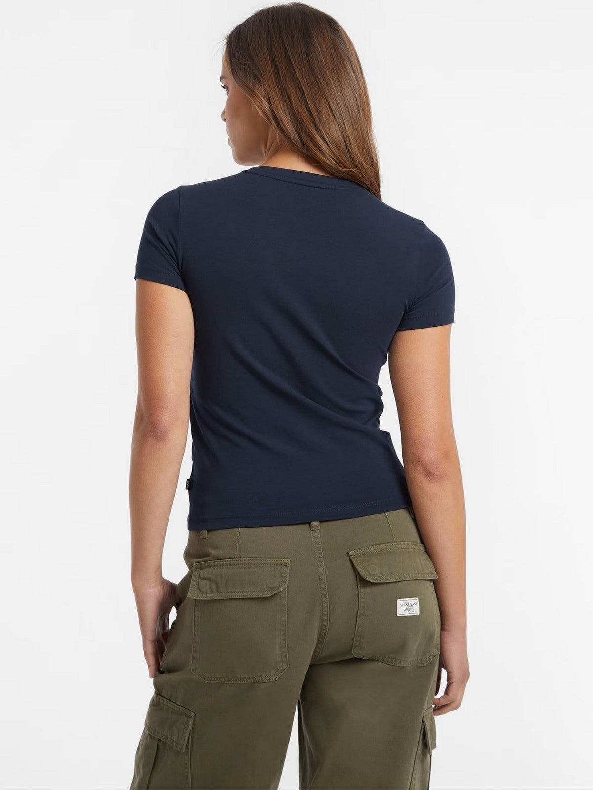 GUESS T-shirt Donna GJ SS CN SLIM LOGO PRINT TEE W4YI01 J1314 A71W Blu gioboutiqueweb