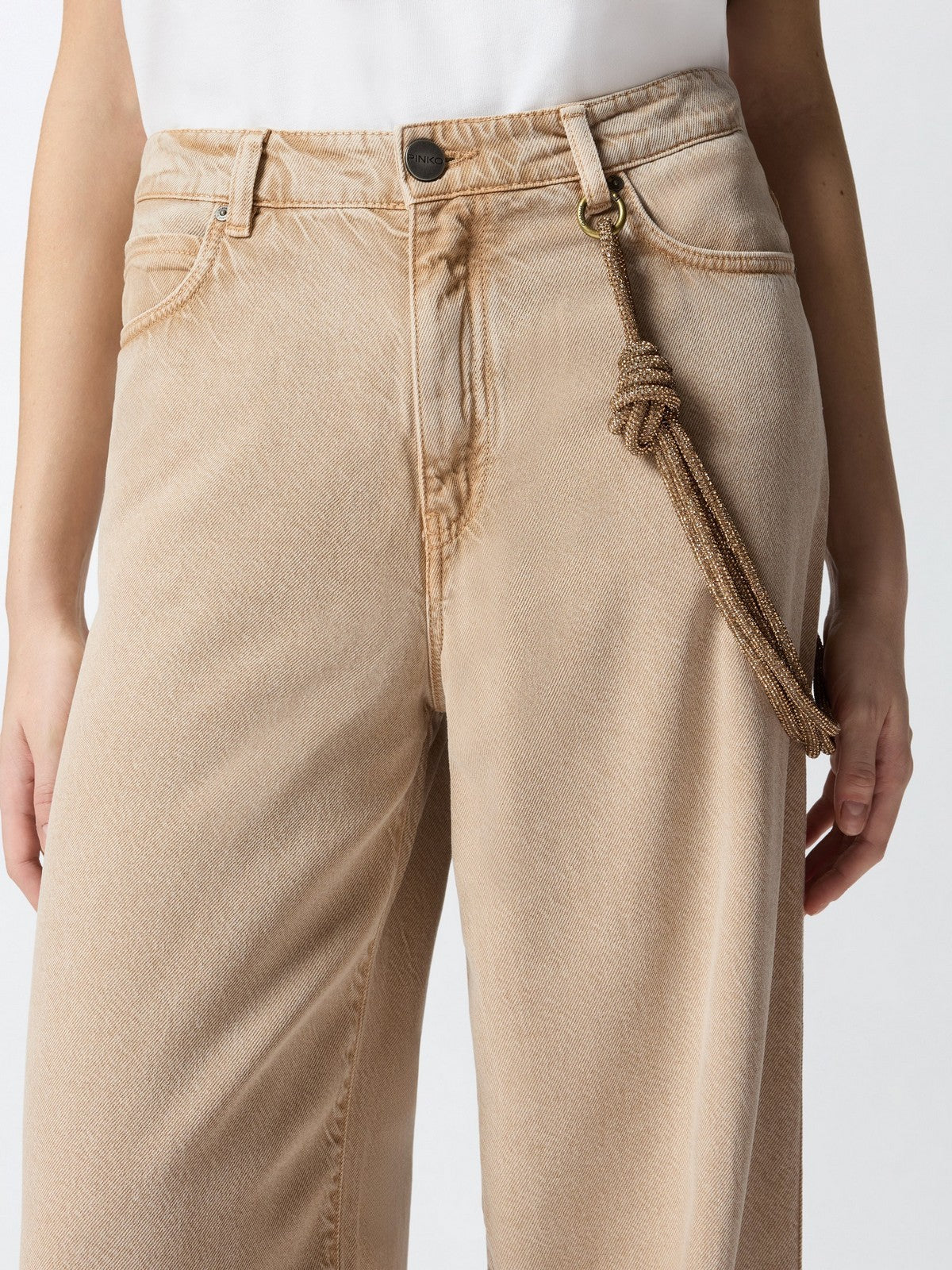 PINKO Jeans Donna LAURYN LOOSE BULL 104601-A33R C88 BEIGE-MACROCISTIDE