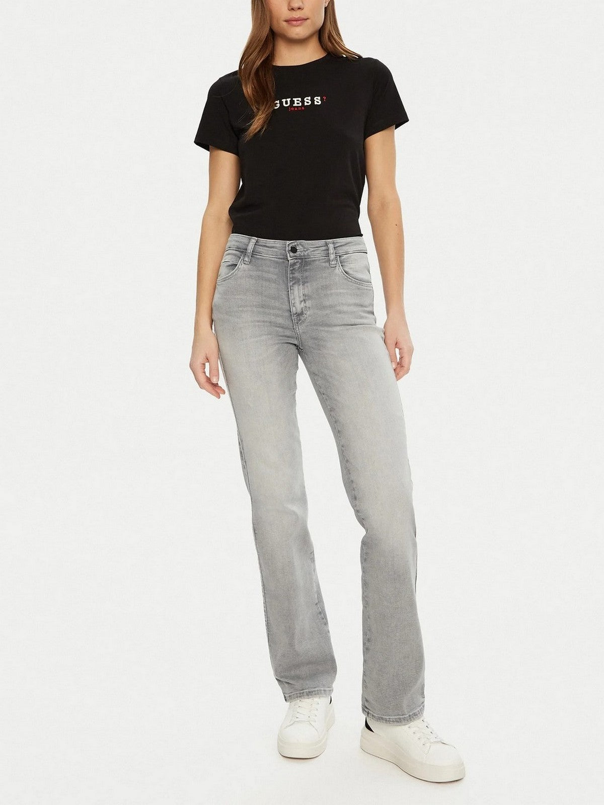 GUESS T-shirt Donna GJ SS CN REG 3D EMBR GUESS TEE W5RI54 J1314 JBLK Jet Black A996 gioboutiqueweb