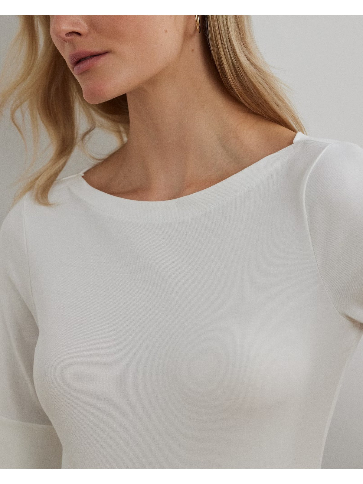 LAUREN RALPH LAUREN Maglia Donna JUDY-ELBOW SLEEVE-KNIT 200654963 007 WHITE