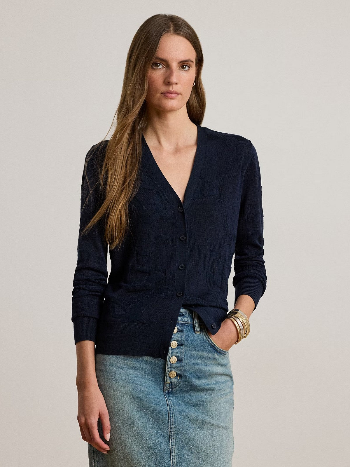 LAUREN RALPH LAUREN Cárdigan de Mujer DENZEL-MANGA LARGA-CARDIGAN 200P03476 002 LAUREN NAVY