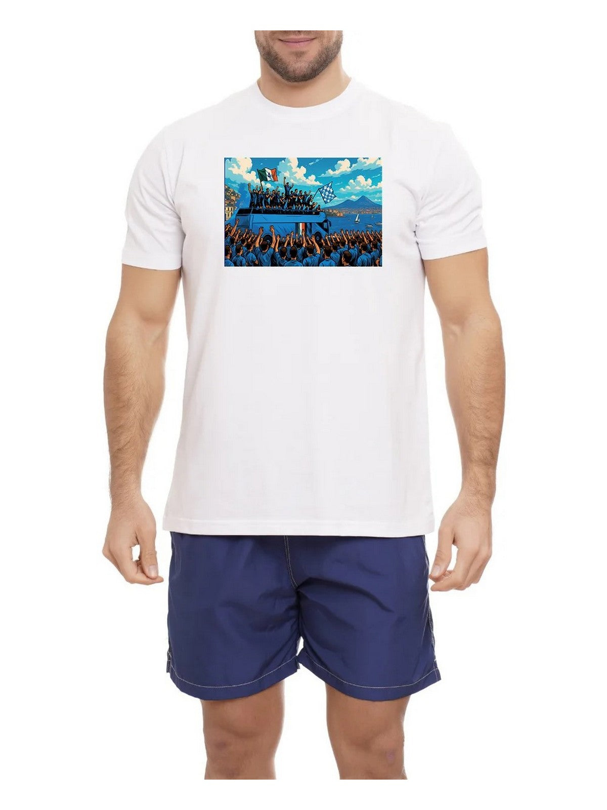 MOVE be different T-shirt Uomo T-SHIRT NAPOLI 03 LUNGOMARE BIANCO