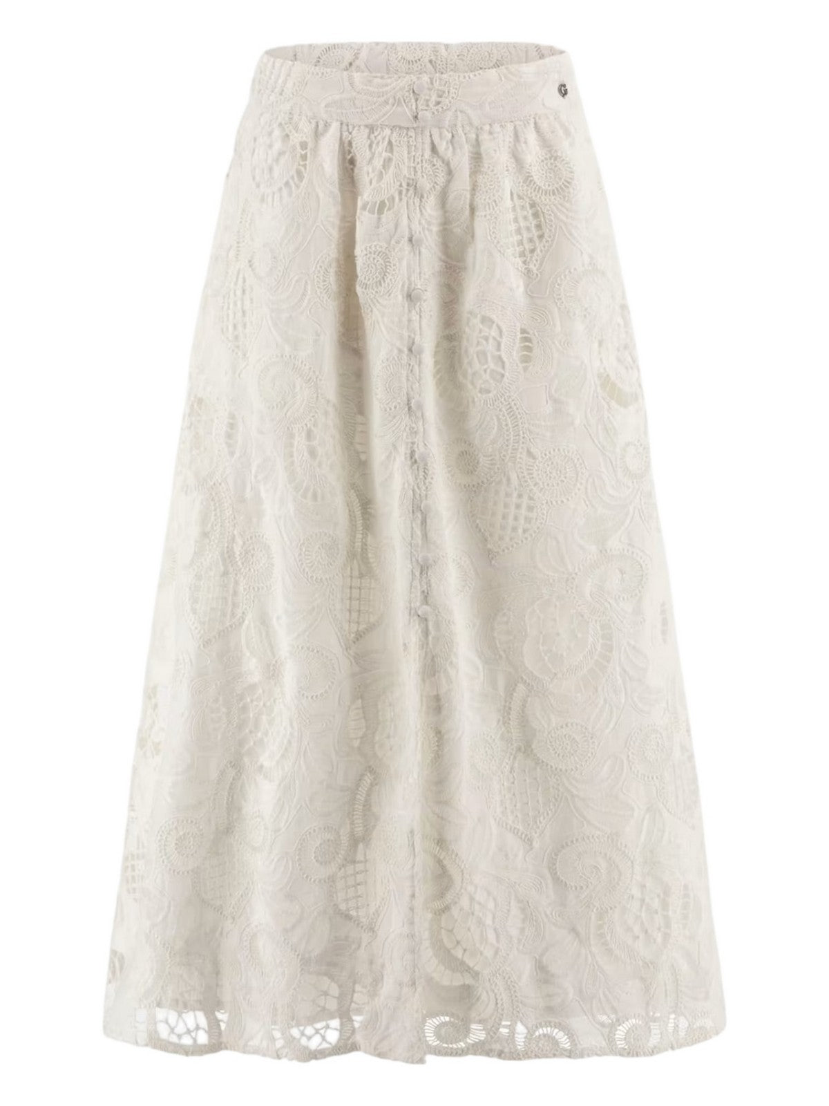 GUESS Gonna Donna DOMITILLE LONG EMBRO SKIRT W5GD63 WH521 G011 Bianco gioboutiqueweb