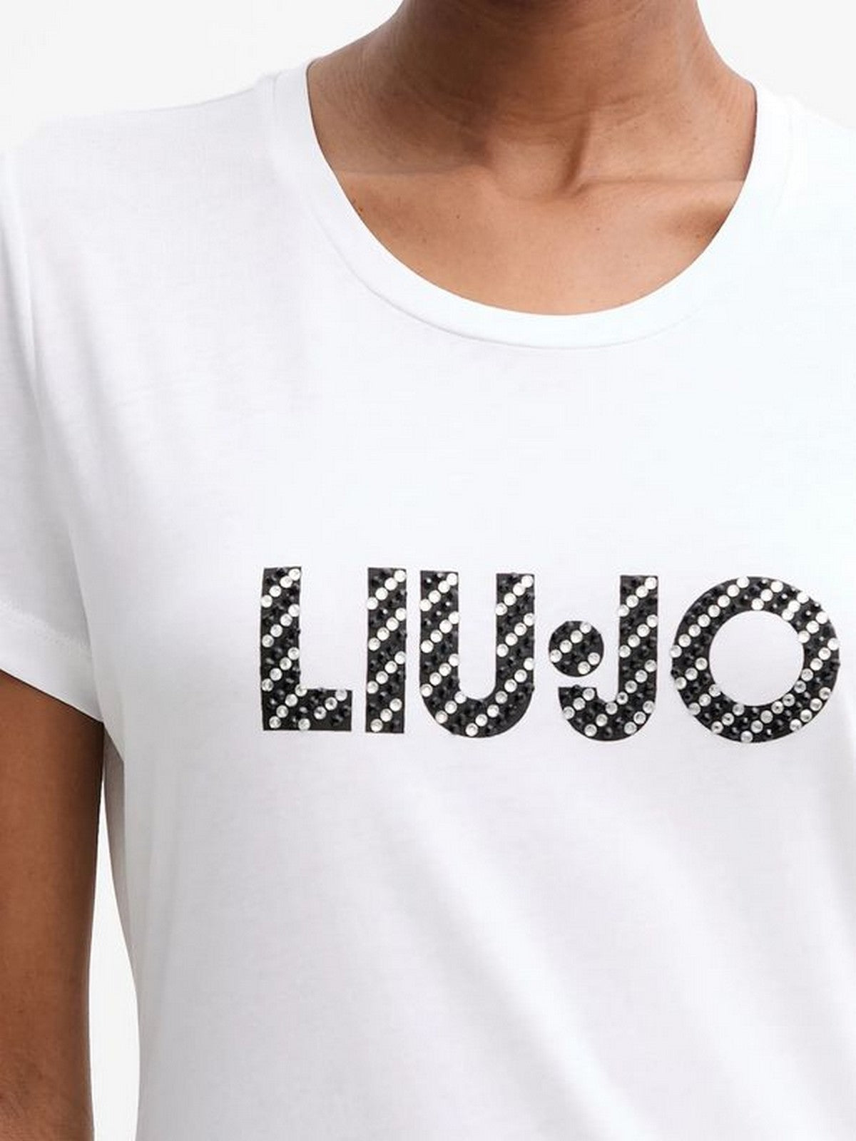 LIU JO BLUE DENIM T-shirt Donna UF5266JS904 M9794 Bco LiuJo diagon.cry