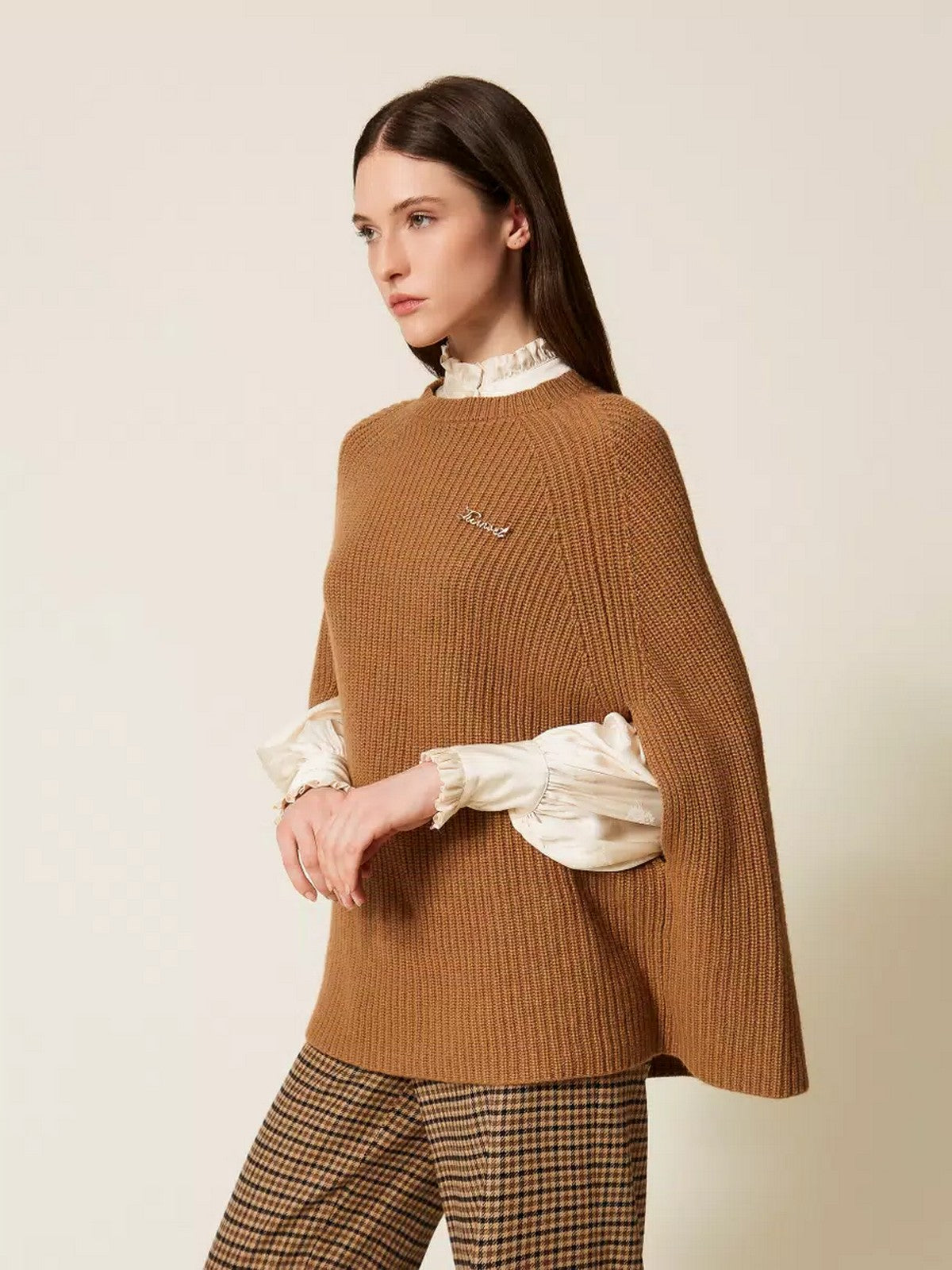 TWINSET Mantella Donna MIX MERINOS WOOL SHAPES 252TT3421 12538 ALPACA