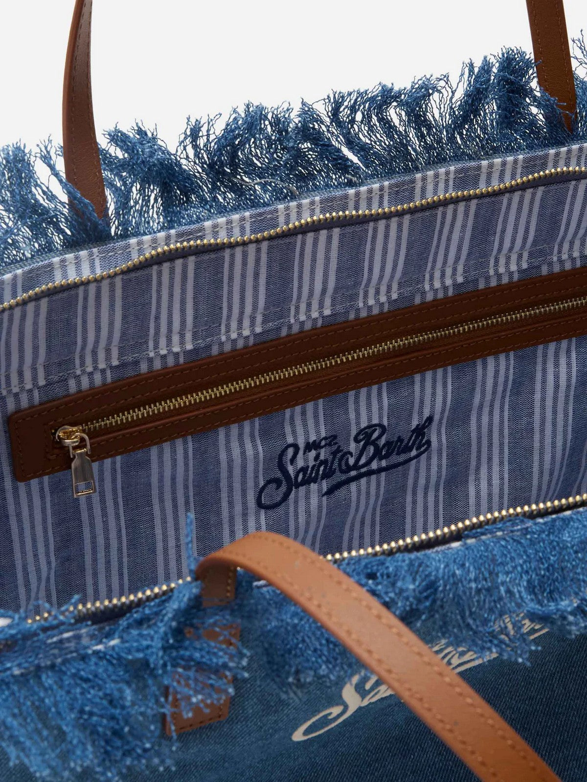 MC2 SAINT BARTH Borsa Donna CITY BAG FRINGE 00436L DENIM EMB