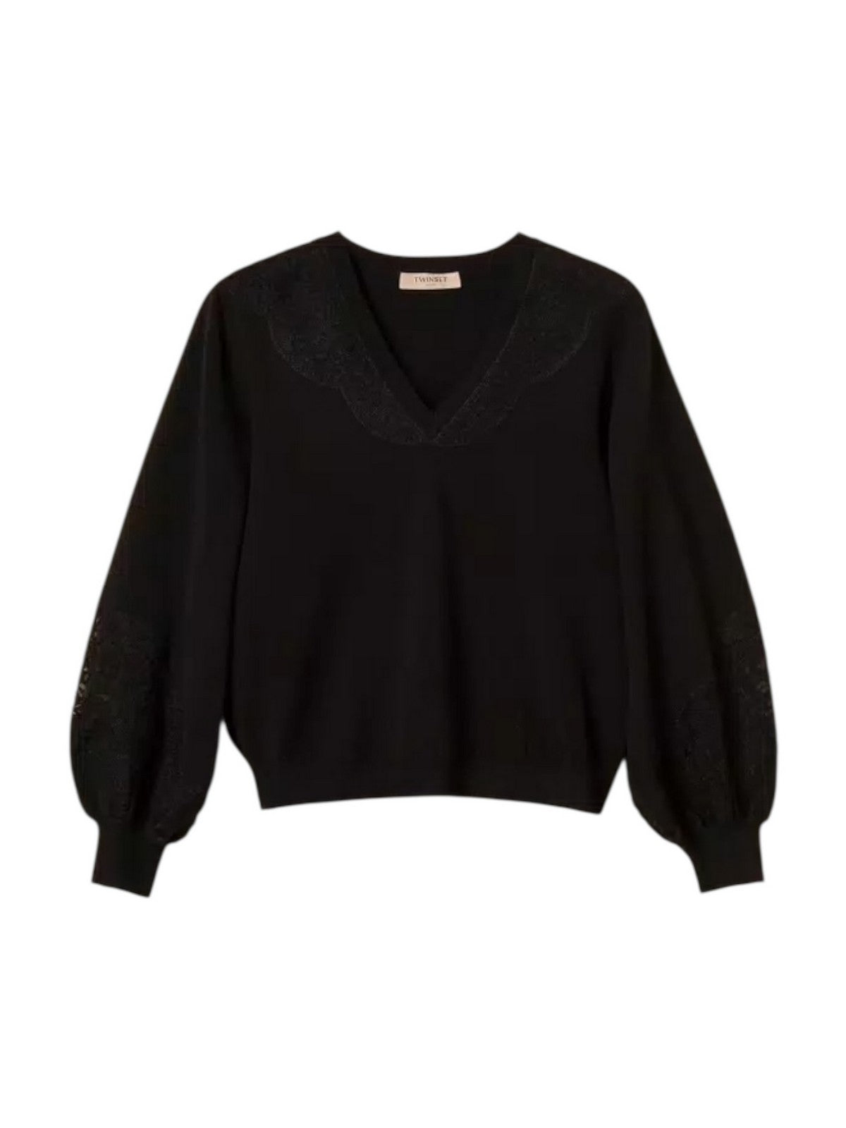TWINSET Maglione Donna MIX VISCOSE & MESH EMBROIDERED INTARSIA 252TT3440 00006 Nero