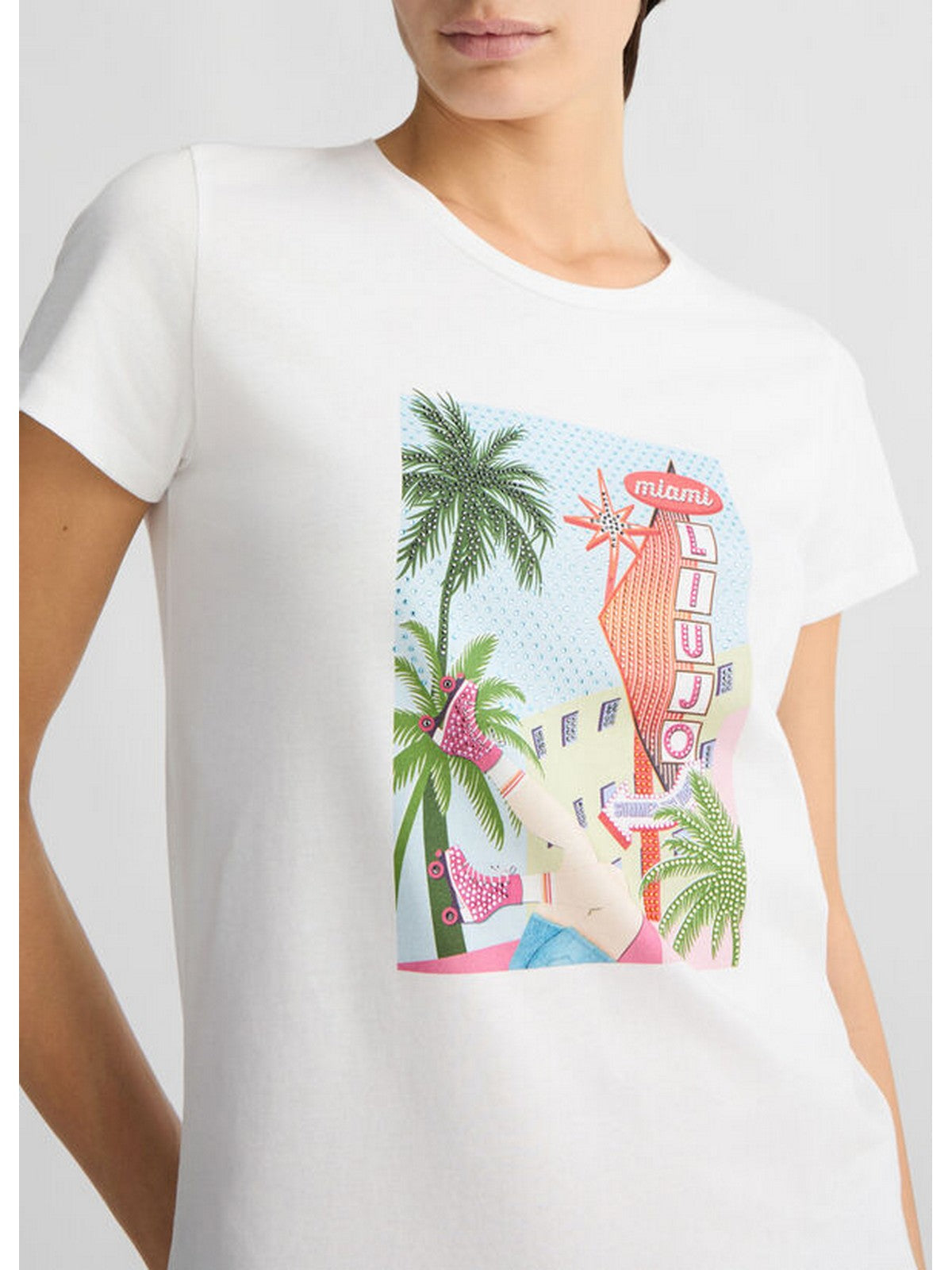 LIU JO WHITE T-shirt Donna WA5239JS923 M9565 Bianco gioboutiqueweb
