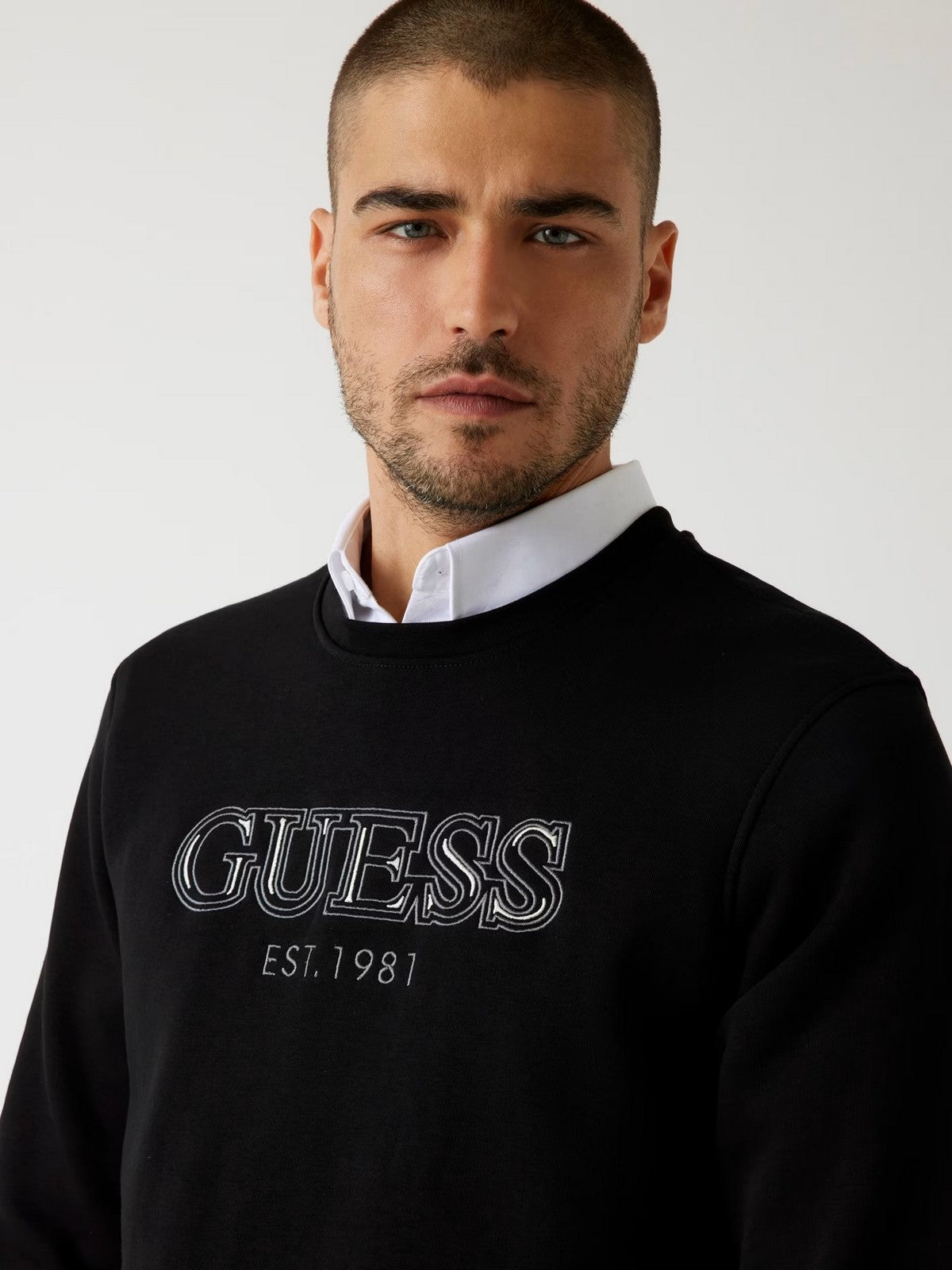 GUESS Felpa Uomo CN BASIC SWEATSHIRT M5BQ08 K9Z21 JBLK Jet Black A996