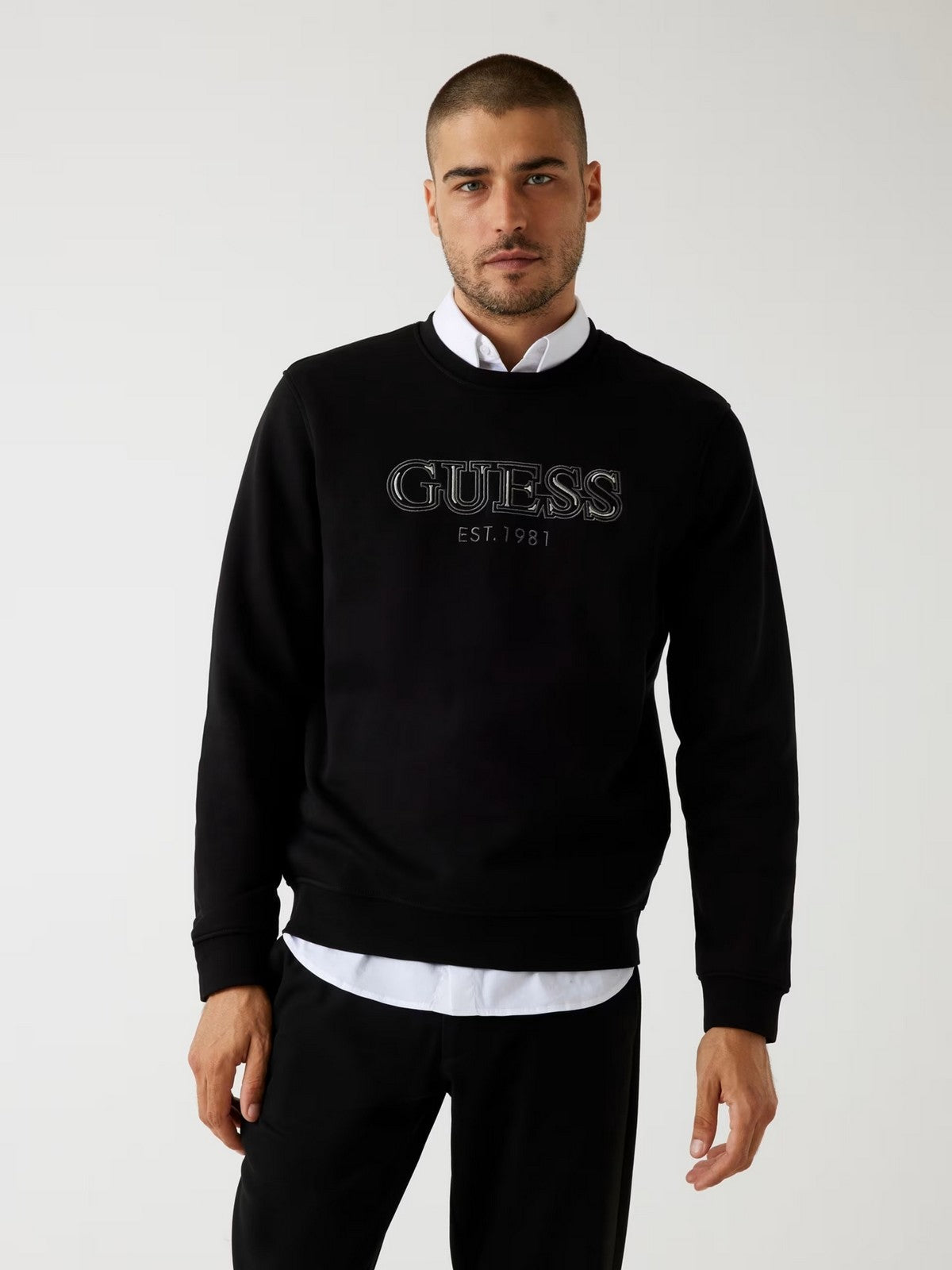 GUESS Felpa Uomo CN BASIC SWEATSHIRT M5BQ08 K9Z21 JBLK Jet Black A996