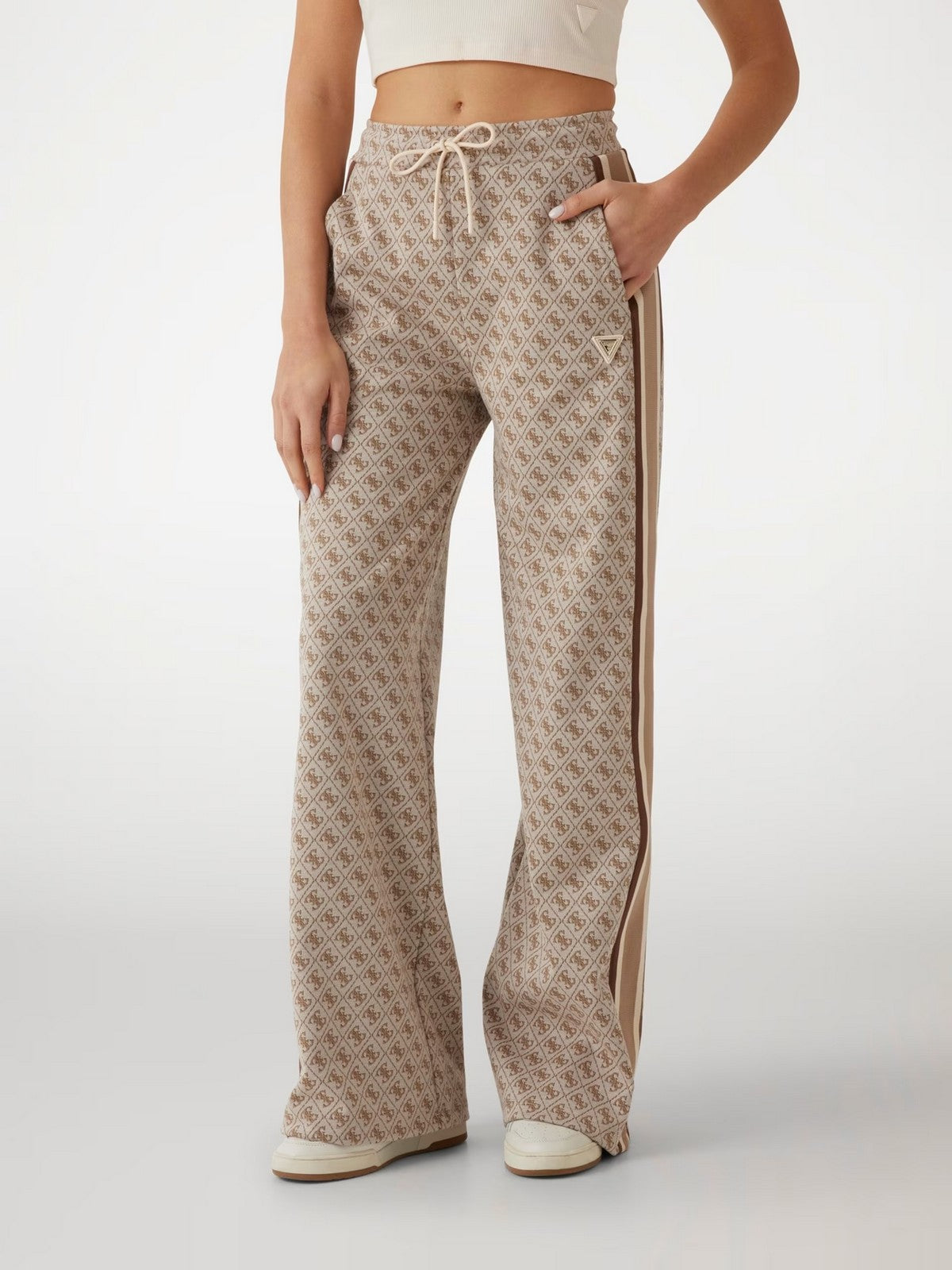 GUESS SPORT Pantalone Donna JEAN G LOGO STRAIGHT V5RB03 KCO90 FN4T Beige gioboutiqueweb
