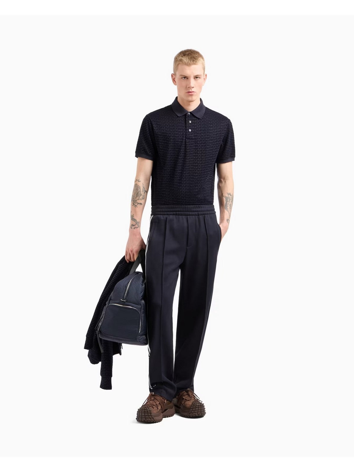 EMPORIO ARMANI Polo Uomo EM001283 AF10017 FB229 EM001289 NAVY ALLOVER FLOCKING