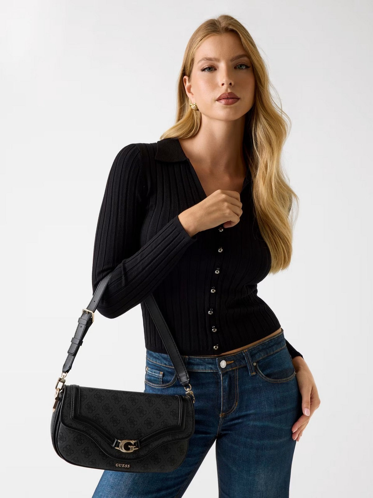 GUESS Borsa Donna DEA FLAP SHOULDER BAG HWSG79 93200 CLO COAL LOGO