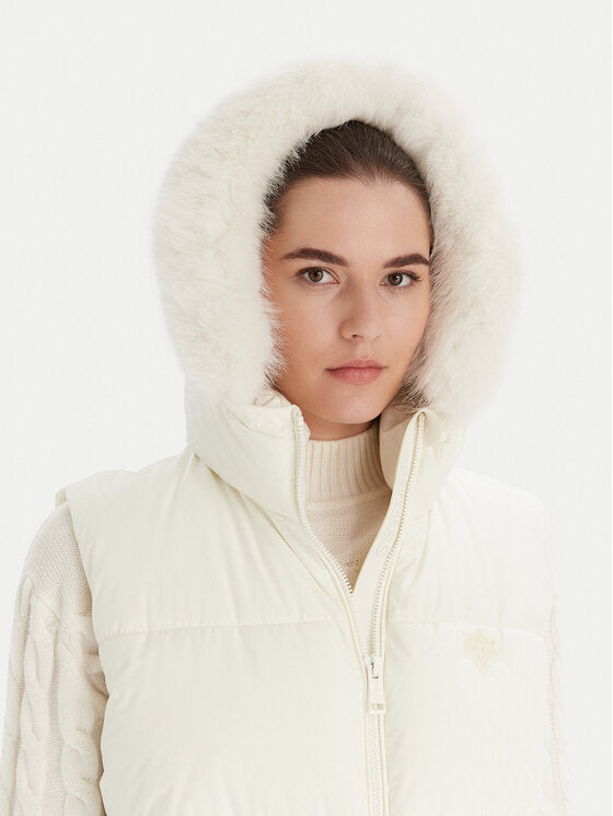 GUESS Gilet Donna KATRINA SKI HOODY VEST W5BL81 W3282 G012 CREAM WHITE