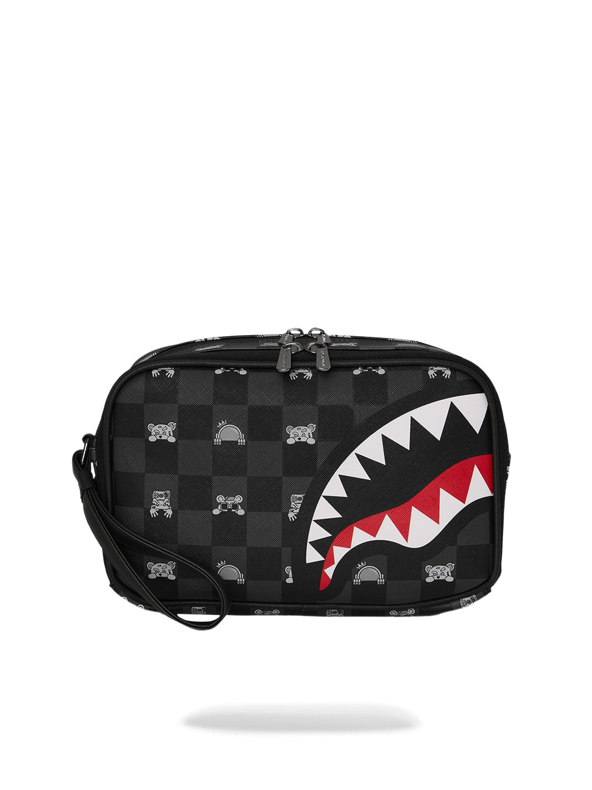 SPRAYGROUND Pochette Unisex adulto GRAY PEEKING CHARACTER CHECK TOILETRY BRICK 910B8914NSZ Nero