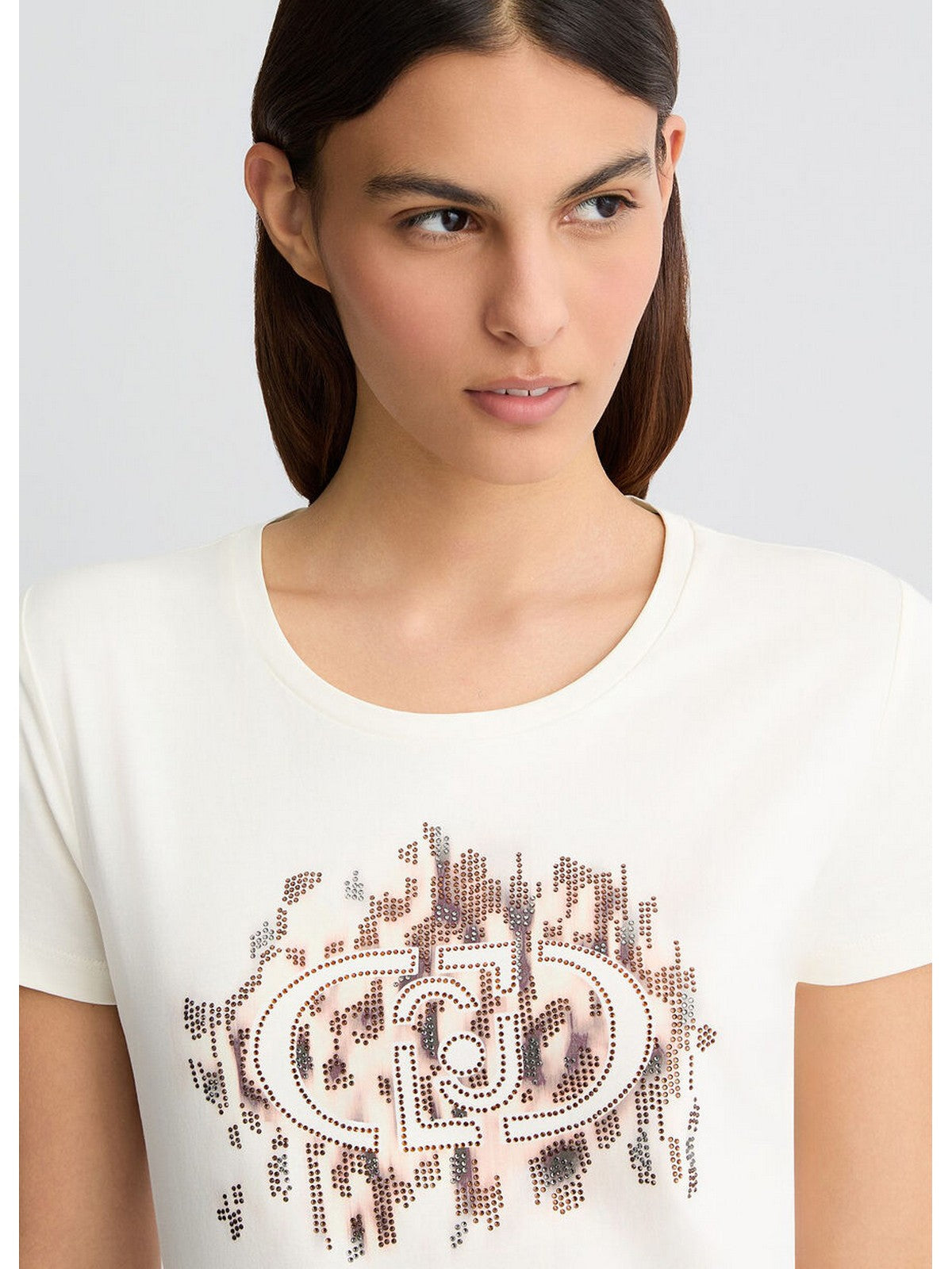 LIU JO SPORT T-shirt Donna TA5173JS003 M9514 Wh.milk/macula moro gioboutiqueweb