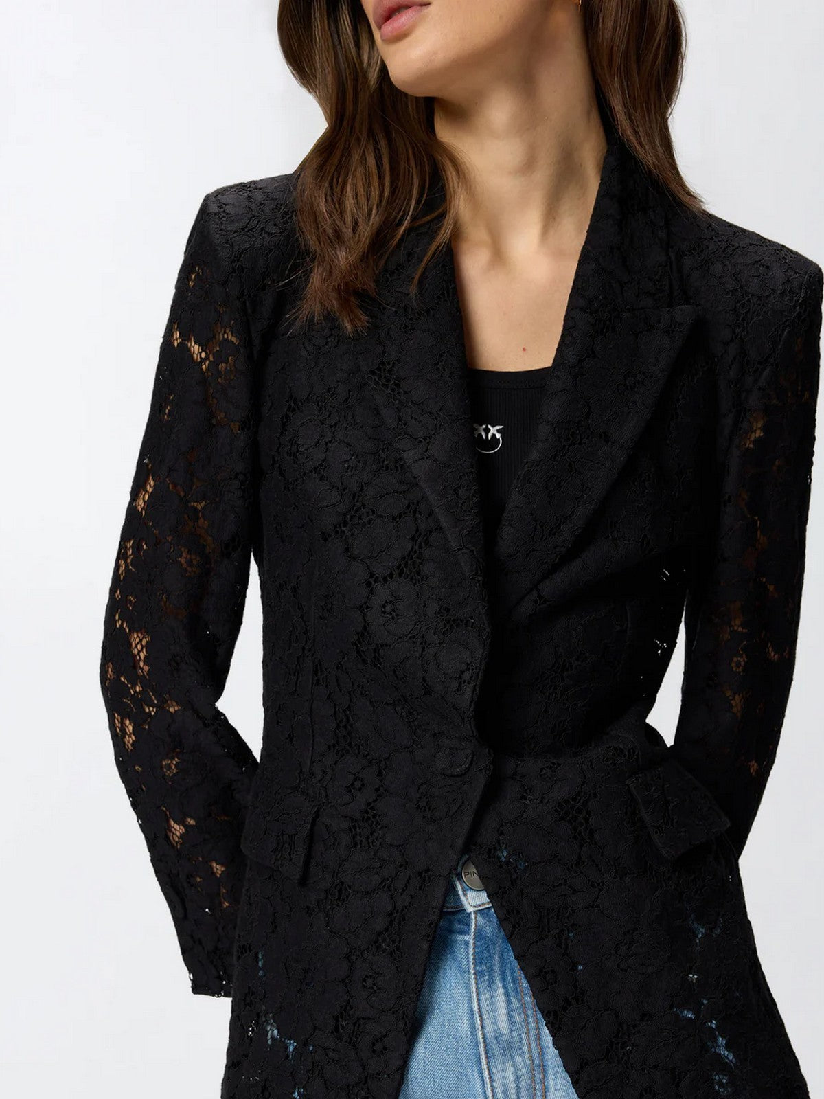 PINKO Giacca Donna POMPELMO GIACCA PIZZO REBRODE 106554-A330 Z99 NERO LIMOUSINE