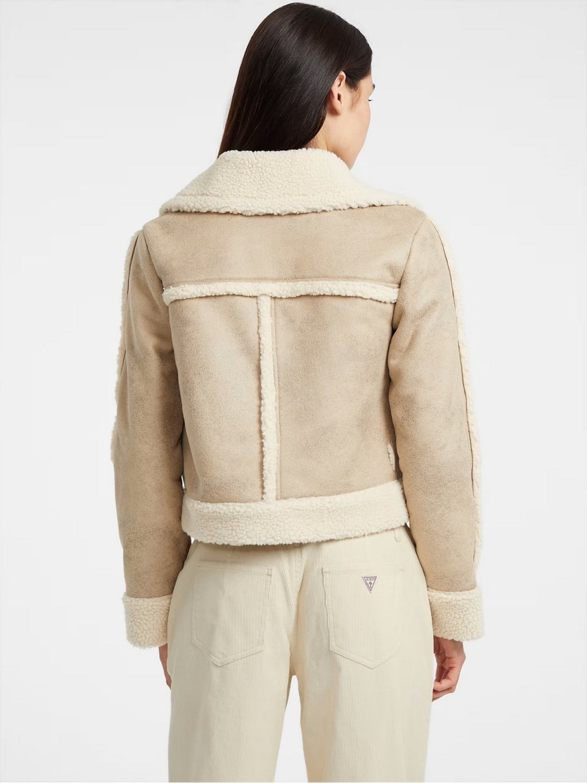GUESS Giubbino Donna GJ FAUX SHEARLING JKT W5BL13 W1862 A117 SAFARI TAN