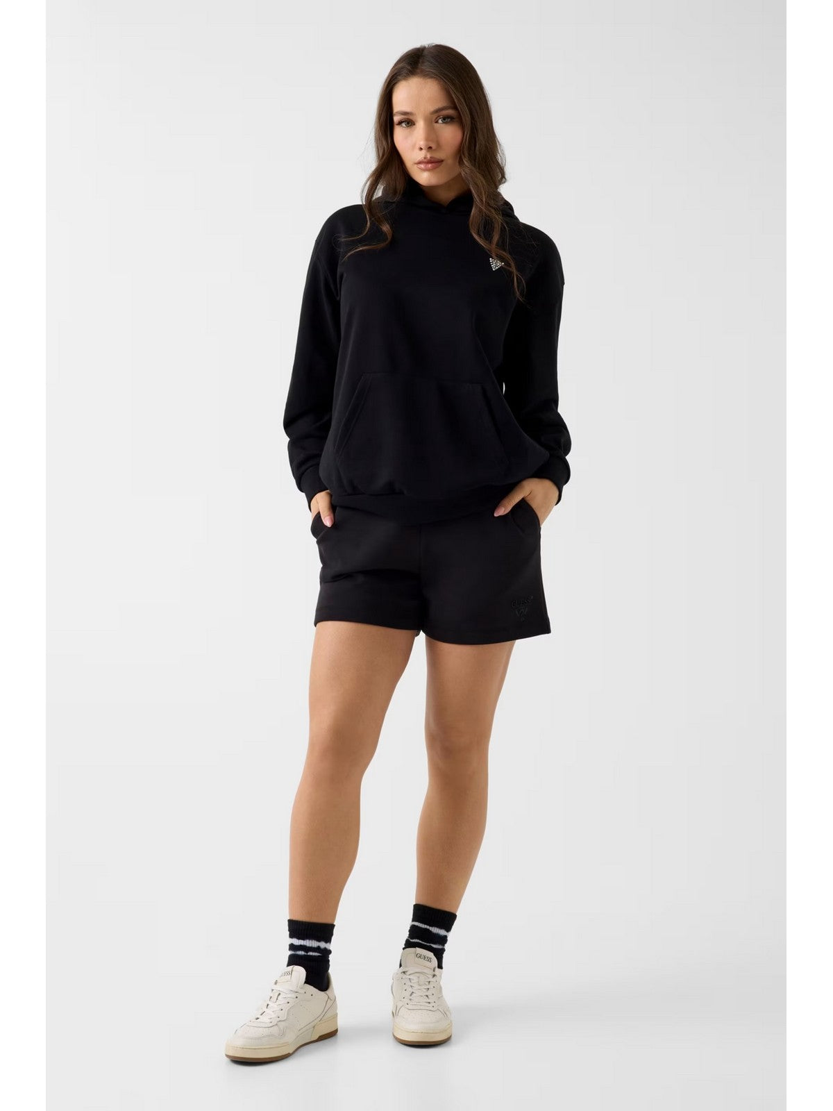 GUESS SPORT Felpa Donna SILVY HOODIE V6GQ18 K3513 JBLK Jet Black A996