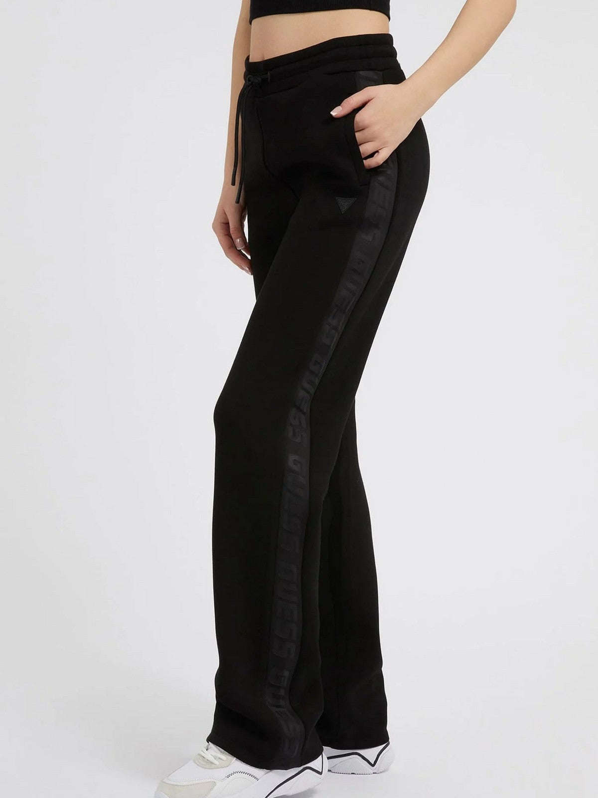 Guess Sport Pantalone Woman Brenda Scuba Straight Leg Pant V3RB21 K7UW2 JBLK BLACK