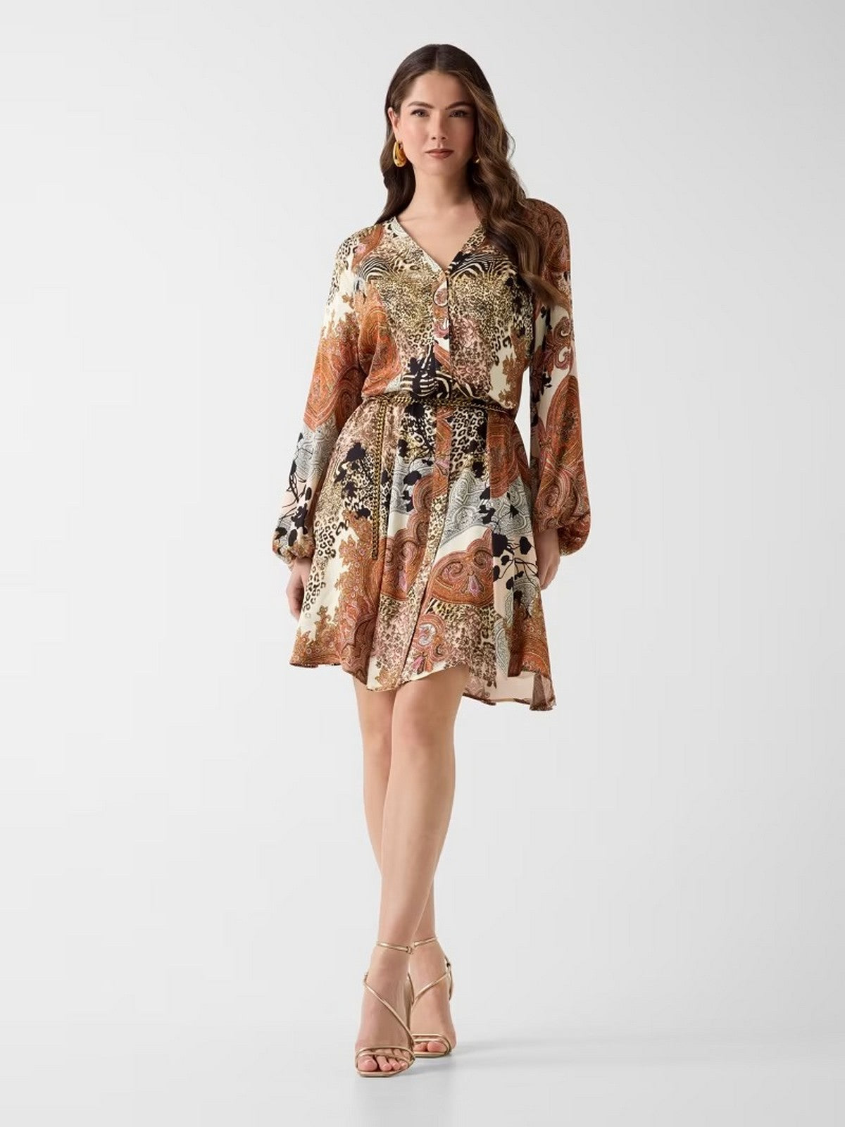 MARCIANO Abito Donna GWENDA LS FLARE DRESS G6GK07 W1763 PMG1 WILD ESSENCE PRINT